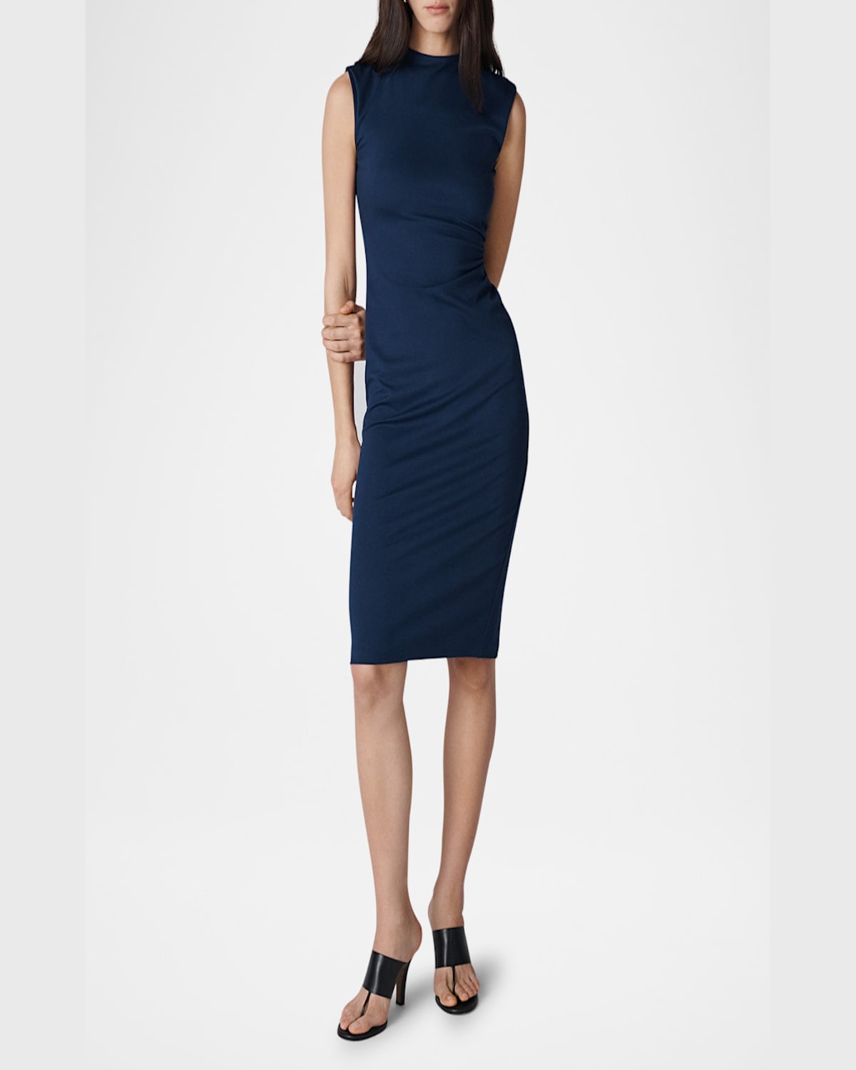 Diane Von Furstenberg Darrius Sleeveless Ruched Bodycon Dress In Classic Navy