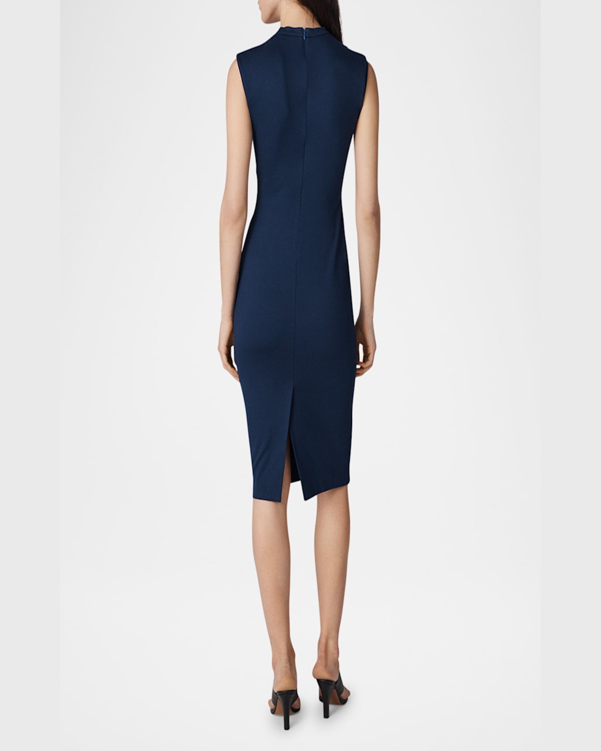 Diane Von Furstenberg Darrius Sleeveless Ruched Bodycon Dress In Classic Navy