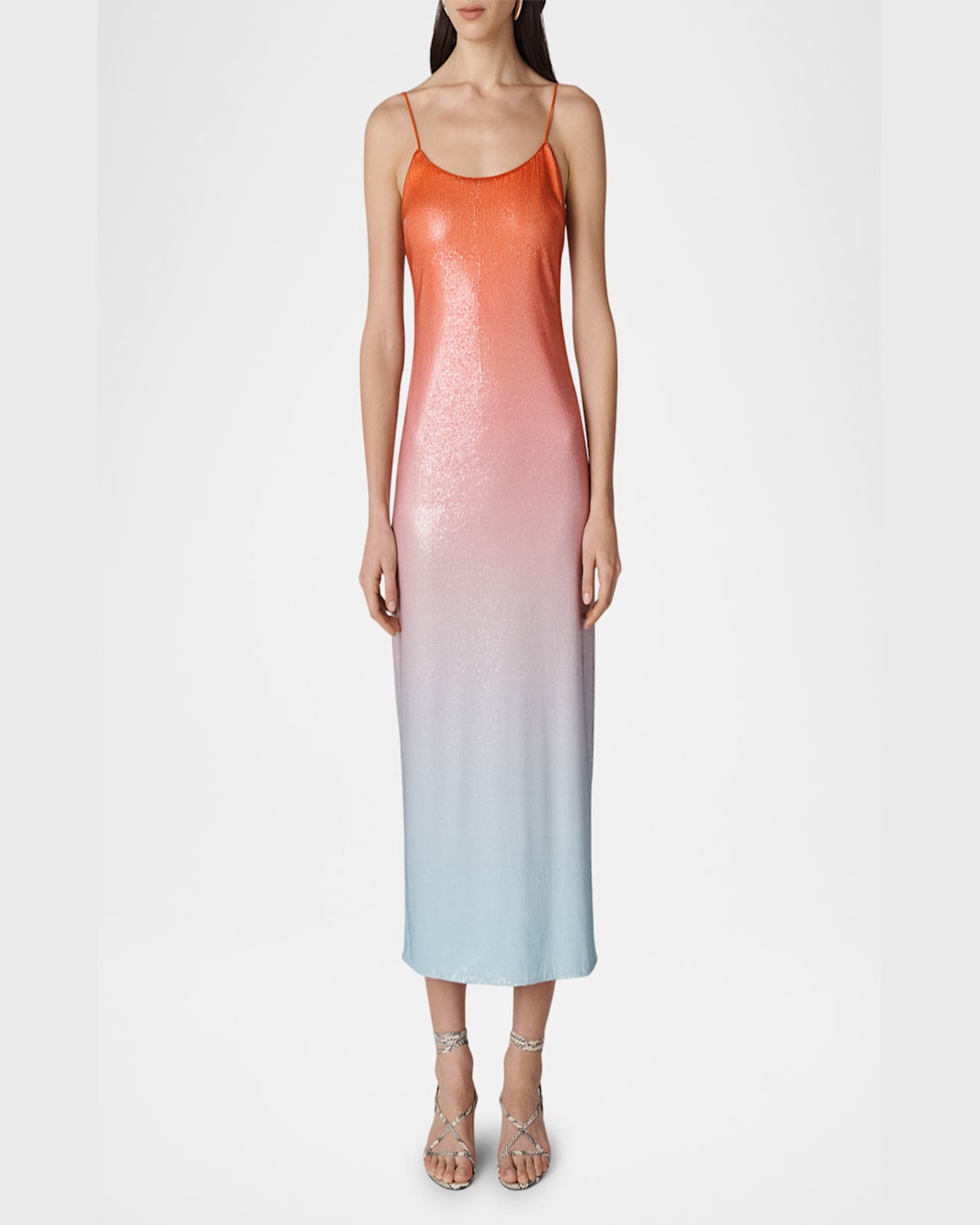 DIANE VON FURSTENBERG SCOOP-NECK OMBRE SEQUIN MIDI DRESS 