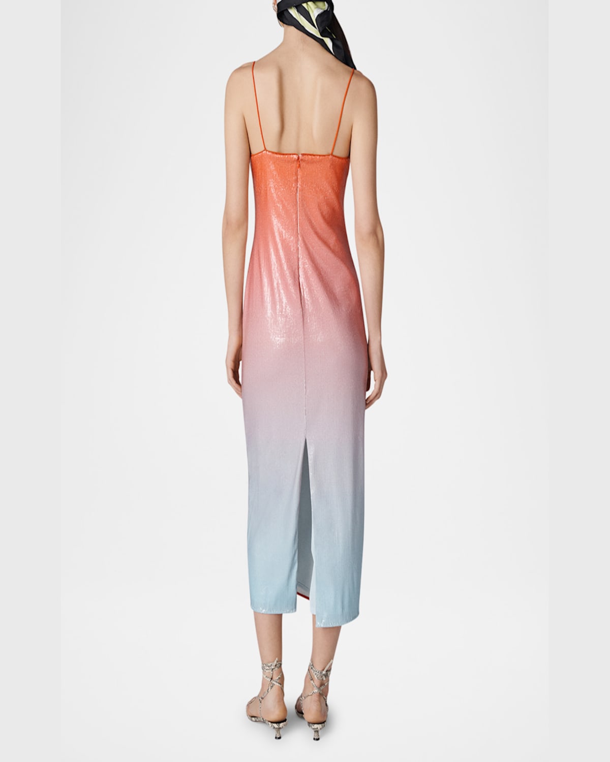 DIANE VON FURSTENBERG SCOOP-NECK OMBRE SEQUIN MIDI DRESS 