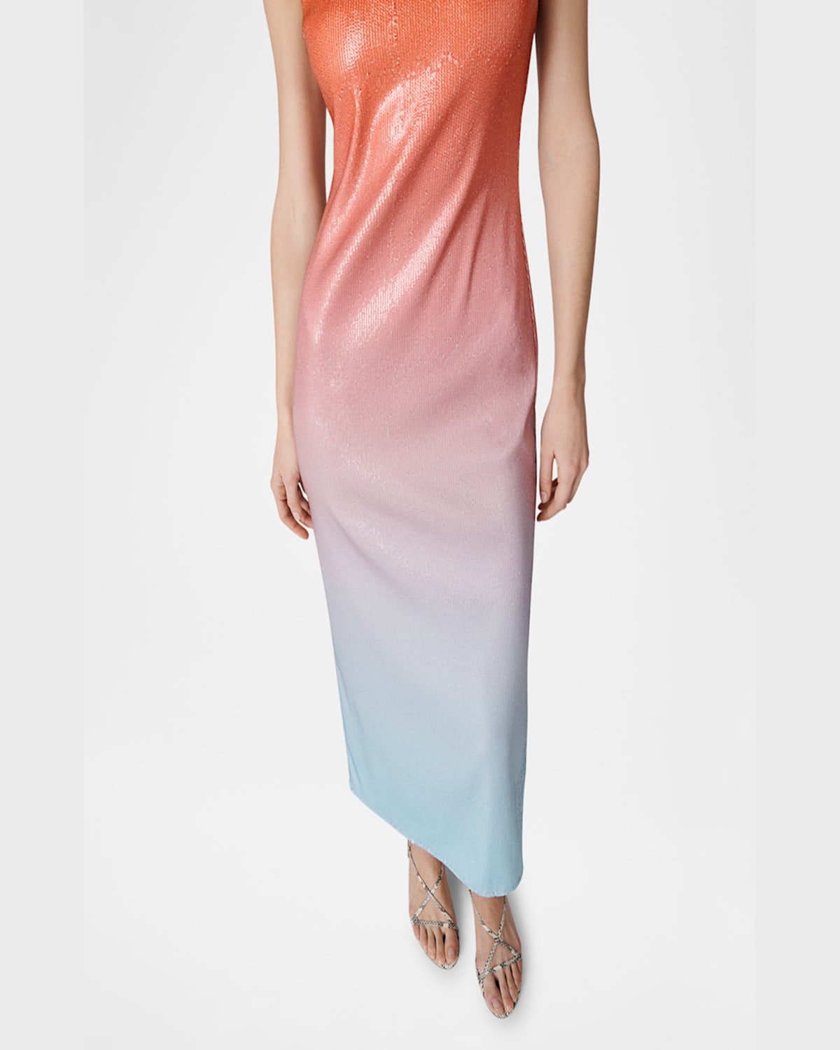 DIANE VON FURSTENBERG SCOOP-NECK OMBRE SEQUIN MIDI DRESS 