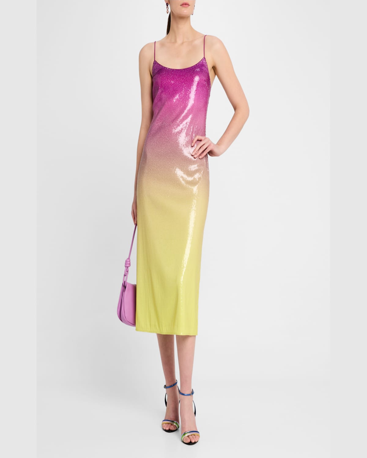 DIANE VON FURSTENBERG ALESSA SLEEVELESS OMBRE SEQUIN MIDI DRESS 