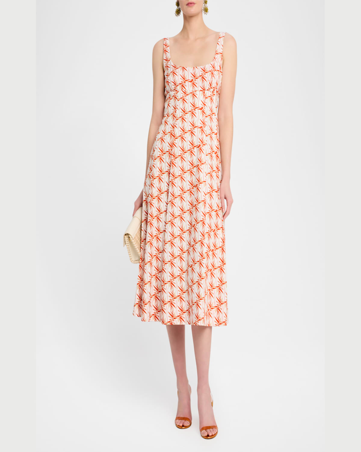 Diane Von Furstenberg Thalia Sleeveless Scoop-neck Midi Dress In Palm Geo Orange