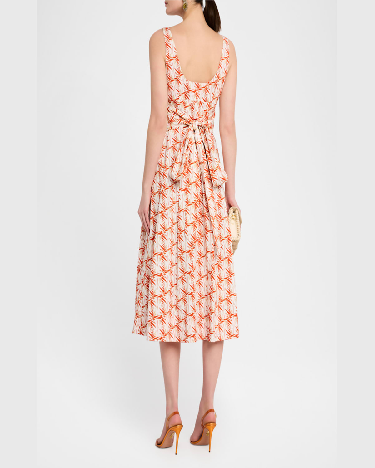 Diane Von Furstenberg Thalia Sleeveless Scoop-neck Midi Dress In Palm Geo Orange