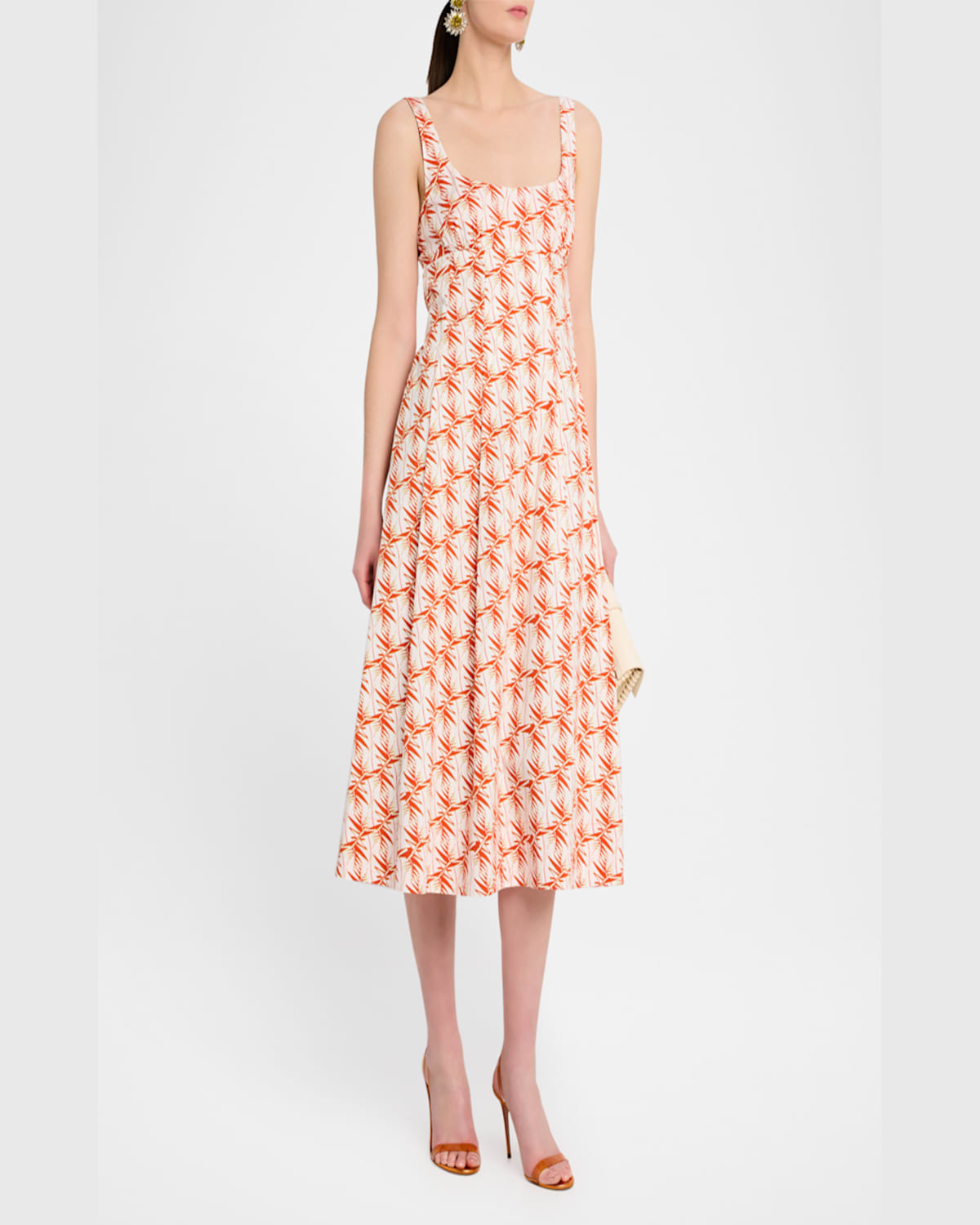 Diane Von Furstenberg Thalia Sleeveless Scoop-neck Midi Dress In Palm Geo Orange