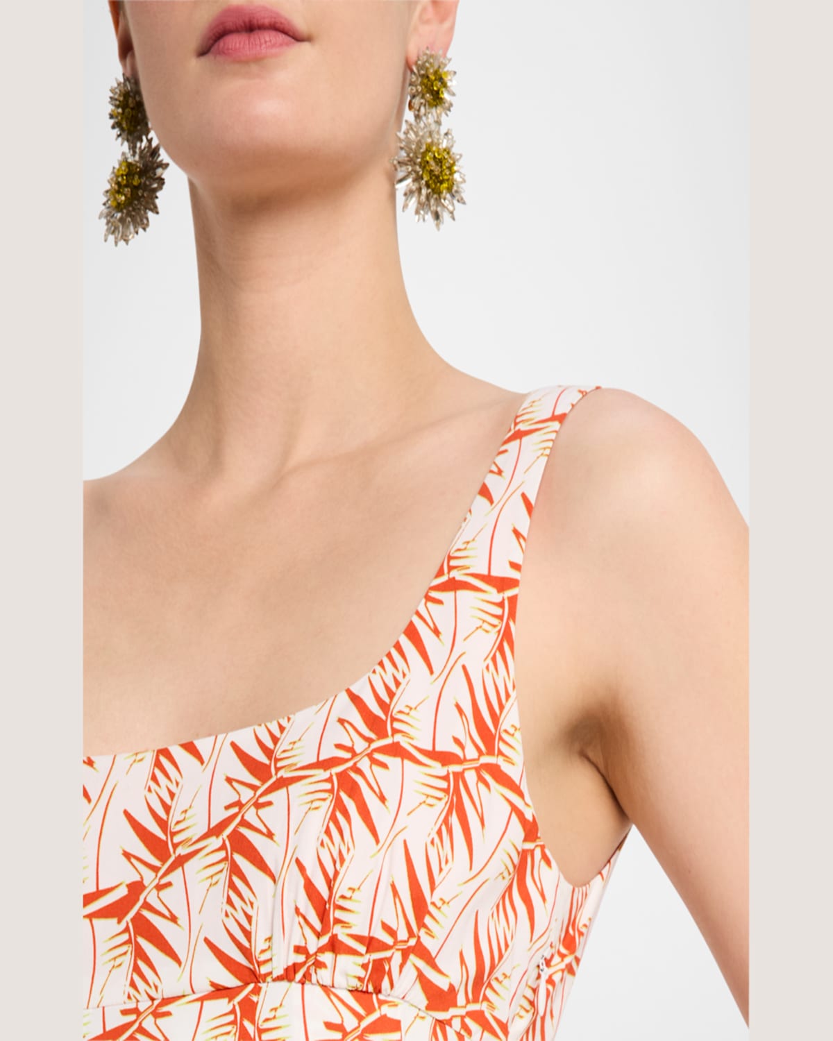 Diane Von Furstenberg Thalia Sleeveless Scoop-neck Midi Dress In Palm Geo Orange