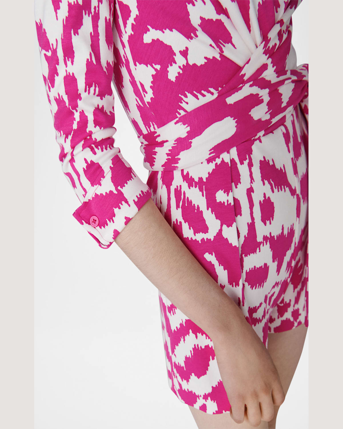 DIANE VON FURSTENBERG CELESTE ABSTRACT-PRINT WRAP ROMPER 