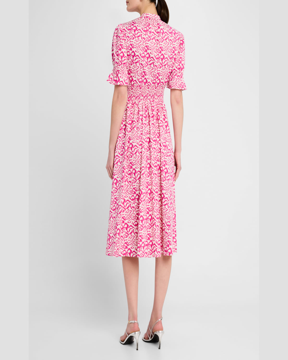 Diane Von Furstenberg Erica Puff-sleeve Cotton Midi Dress In Kupang Small Pink