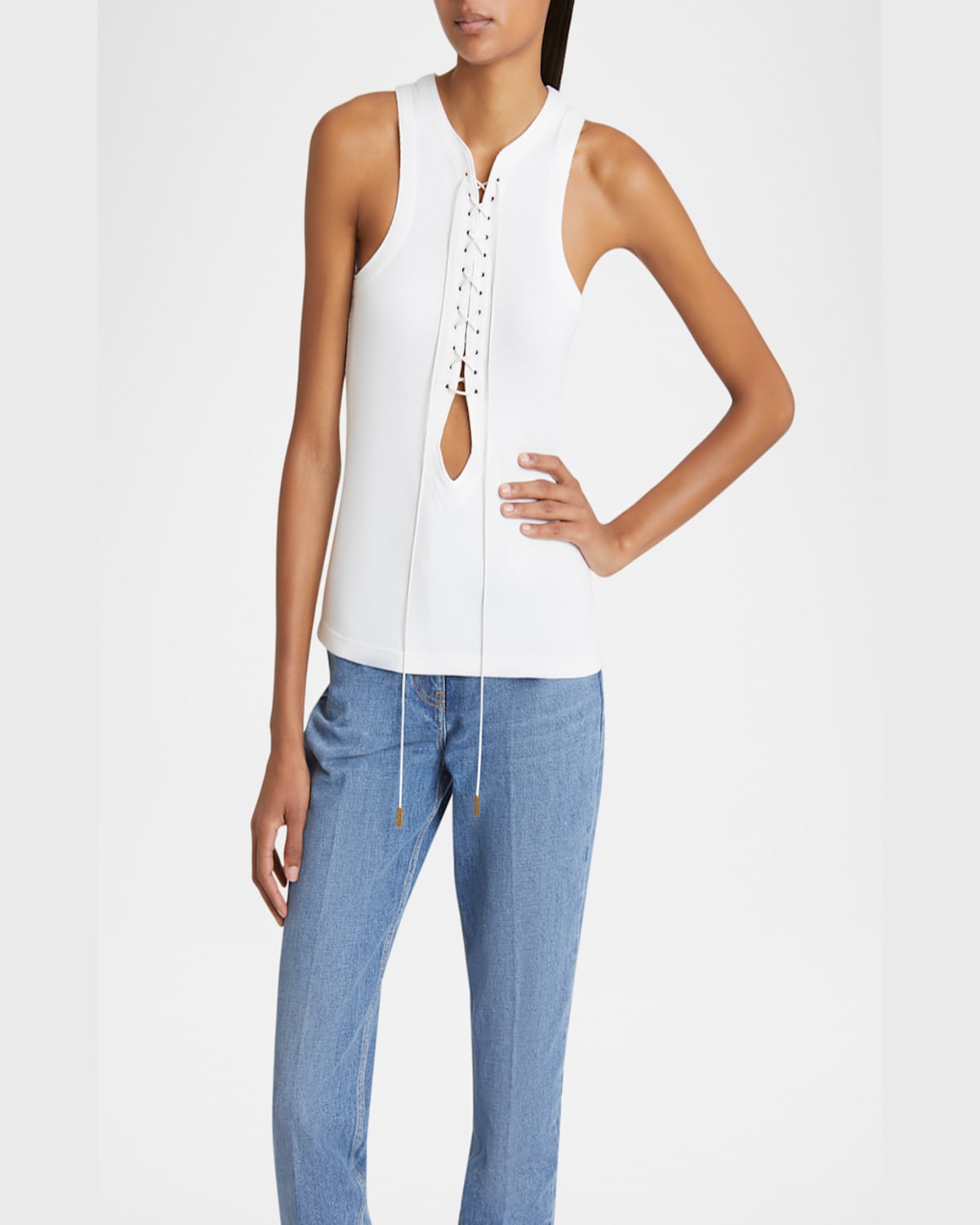 Givenchy Lace-up Tank Top In White