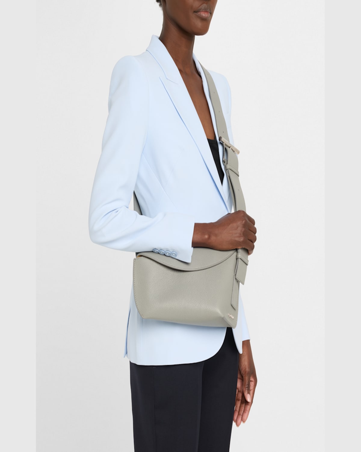 Alexander Mcqueen Sling Leather Crossbody Bag In Silver Grey