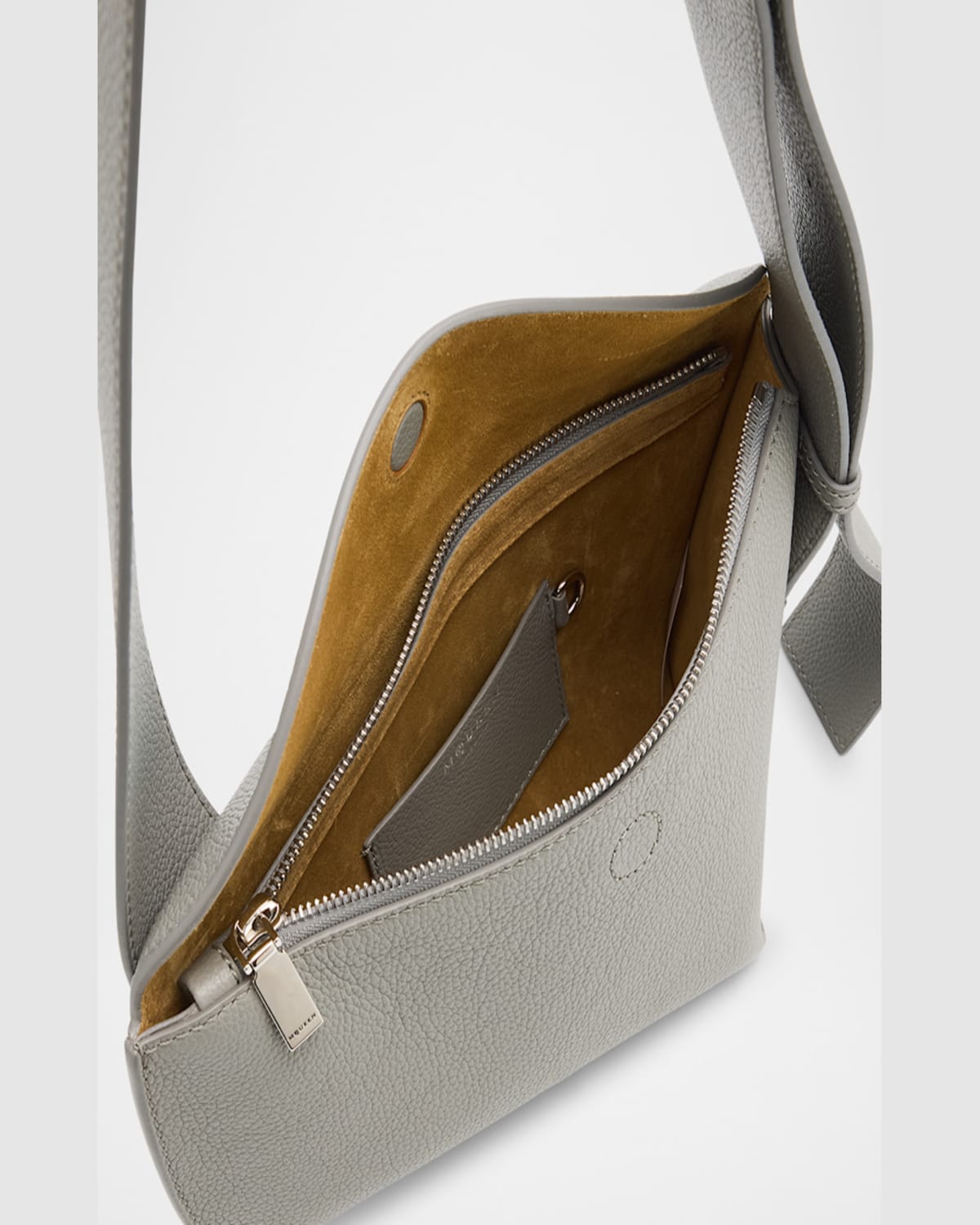 Alexander Mcqueen Leather The T-bar Sling Cross-body Bag In Pecan Silver