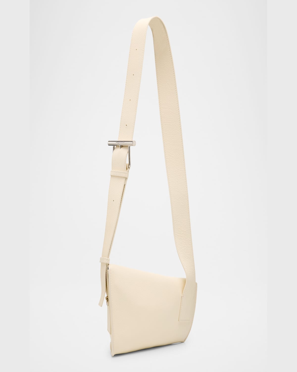 Alexander Mcqueen Sling Leather Crossbody Bag In Cream Silver