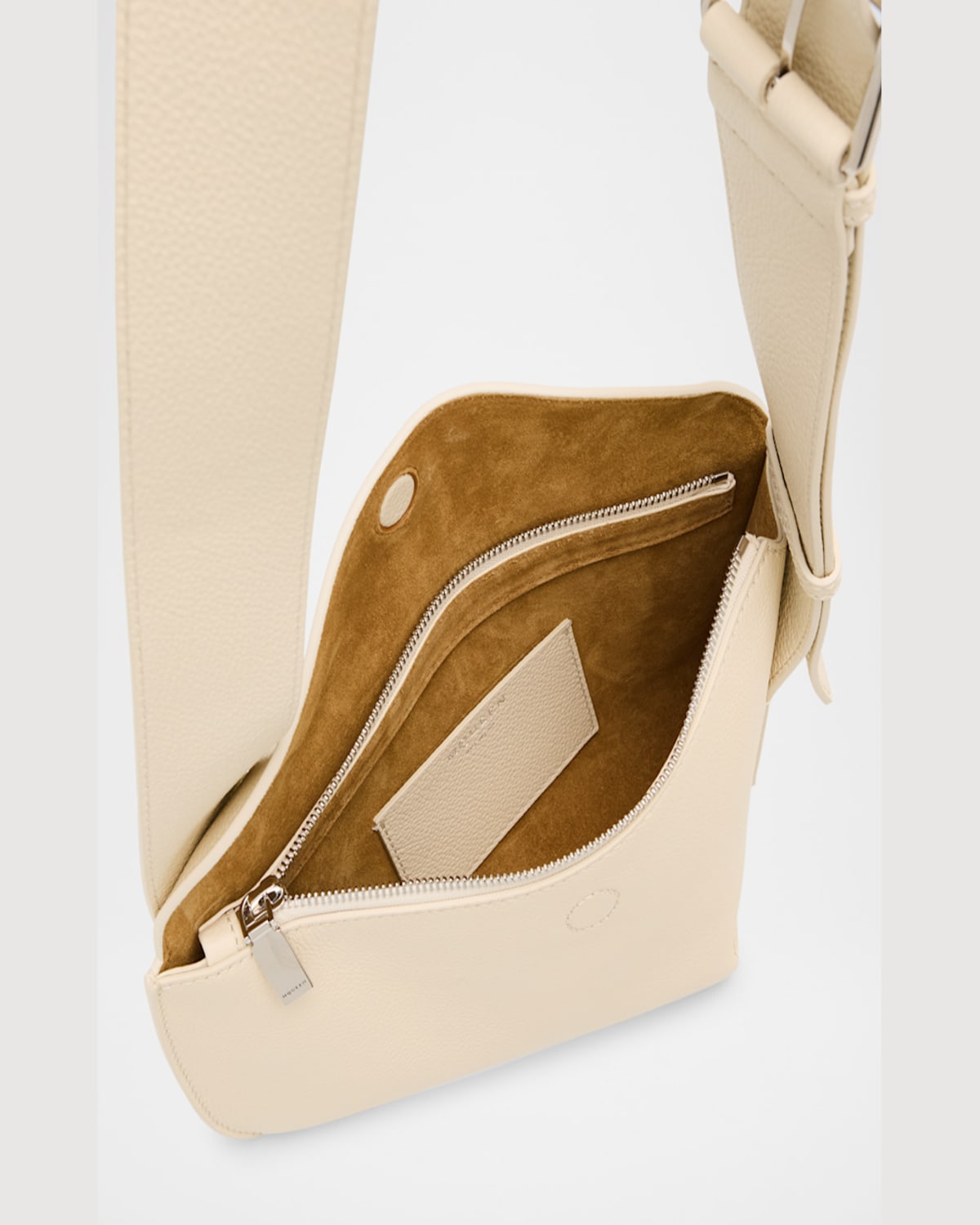 Alexander Mcqueen Sling Leather Crossbody Bag In Cream Silver