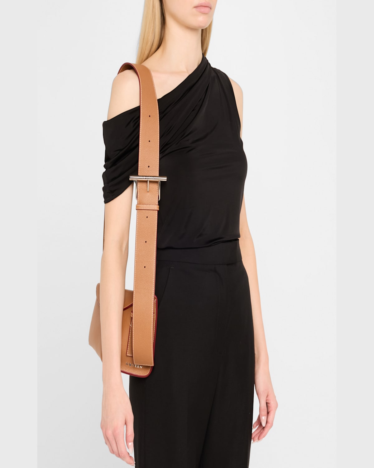 Alexander Mcqueen Leather The T-bar Sling Cross-body Bag In Pecan Silver