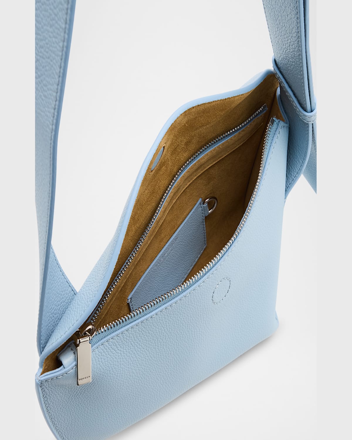 Alexander Mcqueen Sling Leather Crossbody Bag In Shirting Blue Silver
