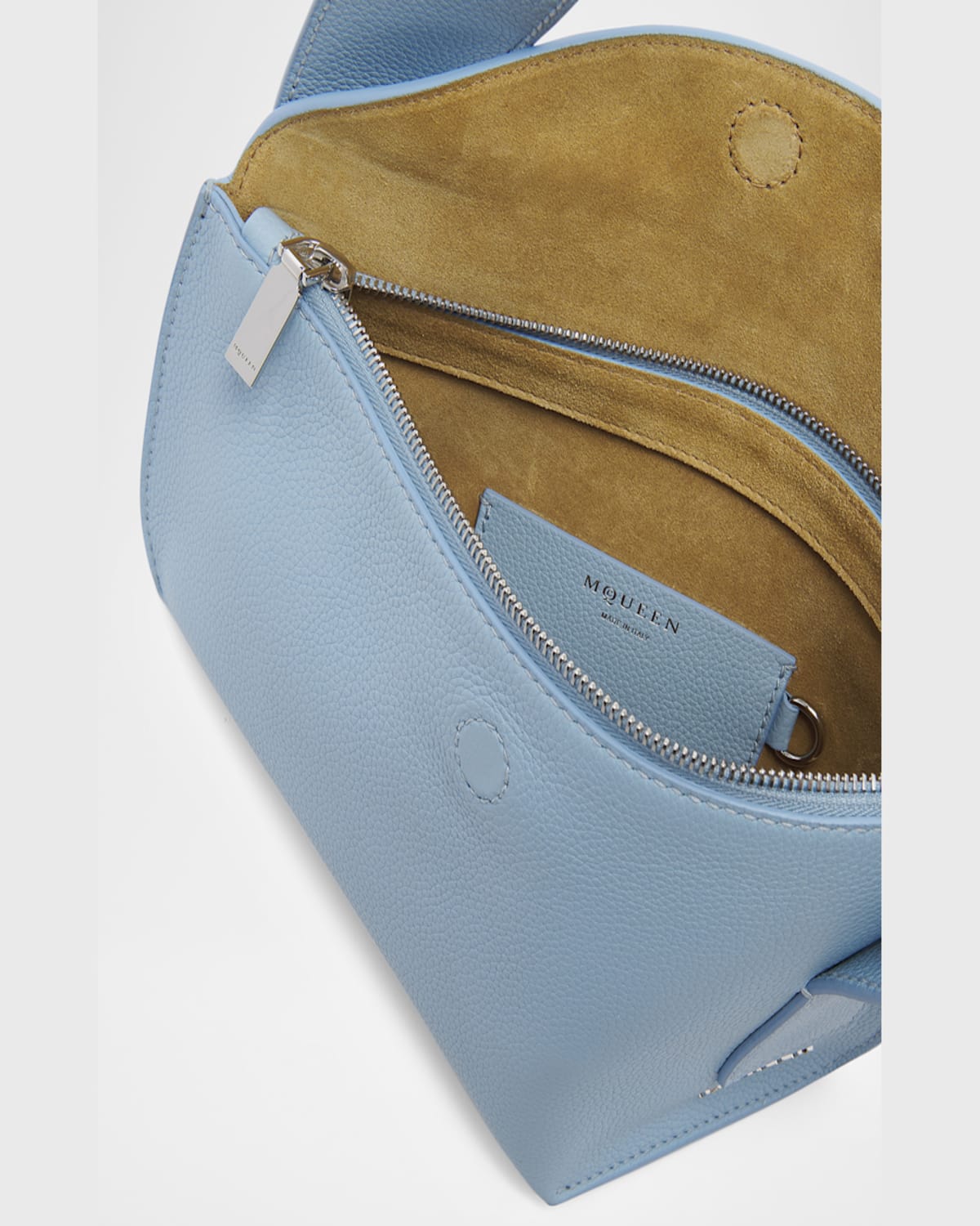 Alexander Mcqueen Sling Leather Crossbody Bag In Shirting Blue Silver