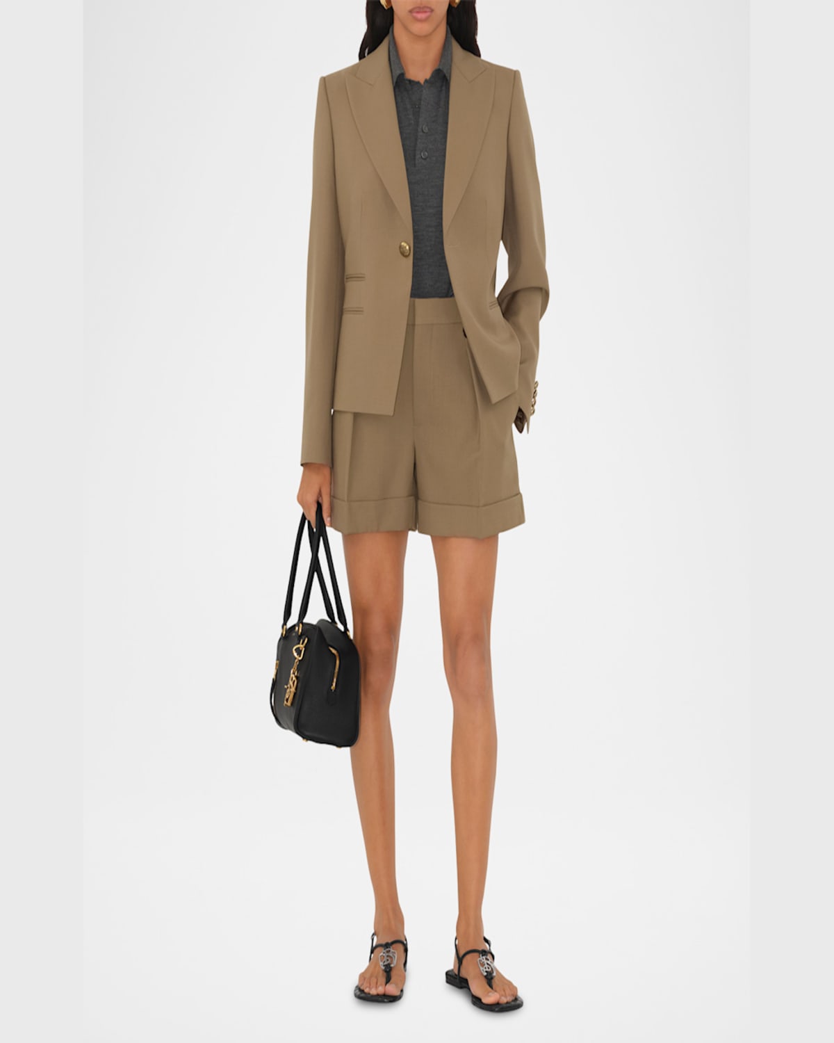 Burberry Pleated Cuffed Shorts In Puddle