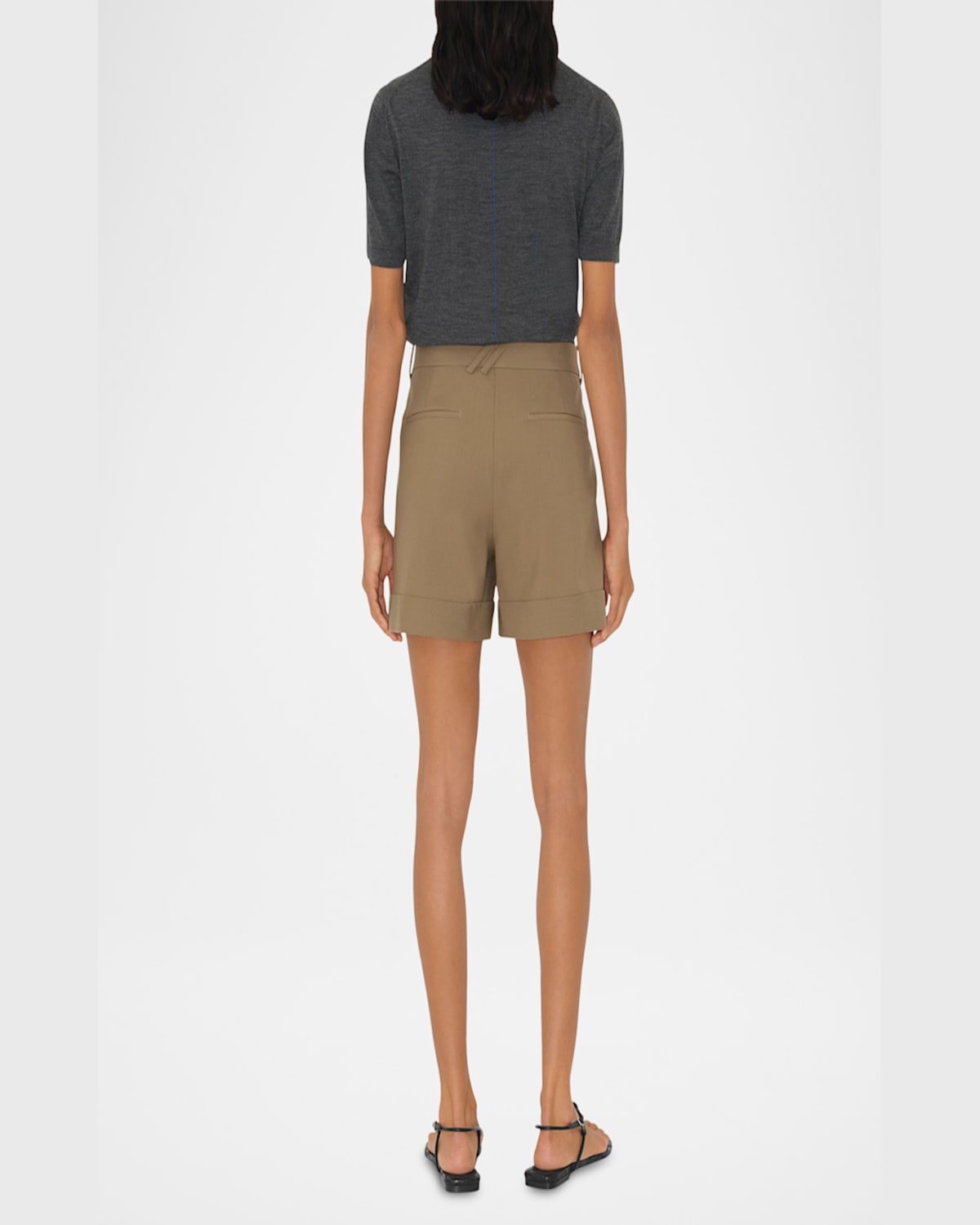 Burberry Pleated Cuffed Shorts In Puddle