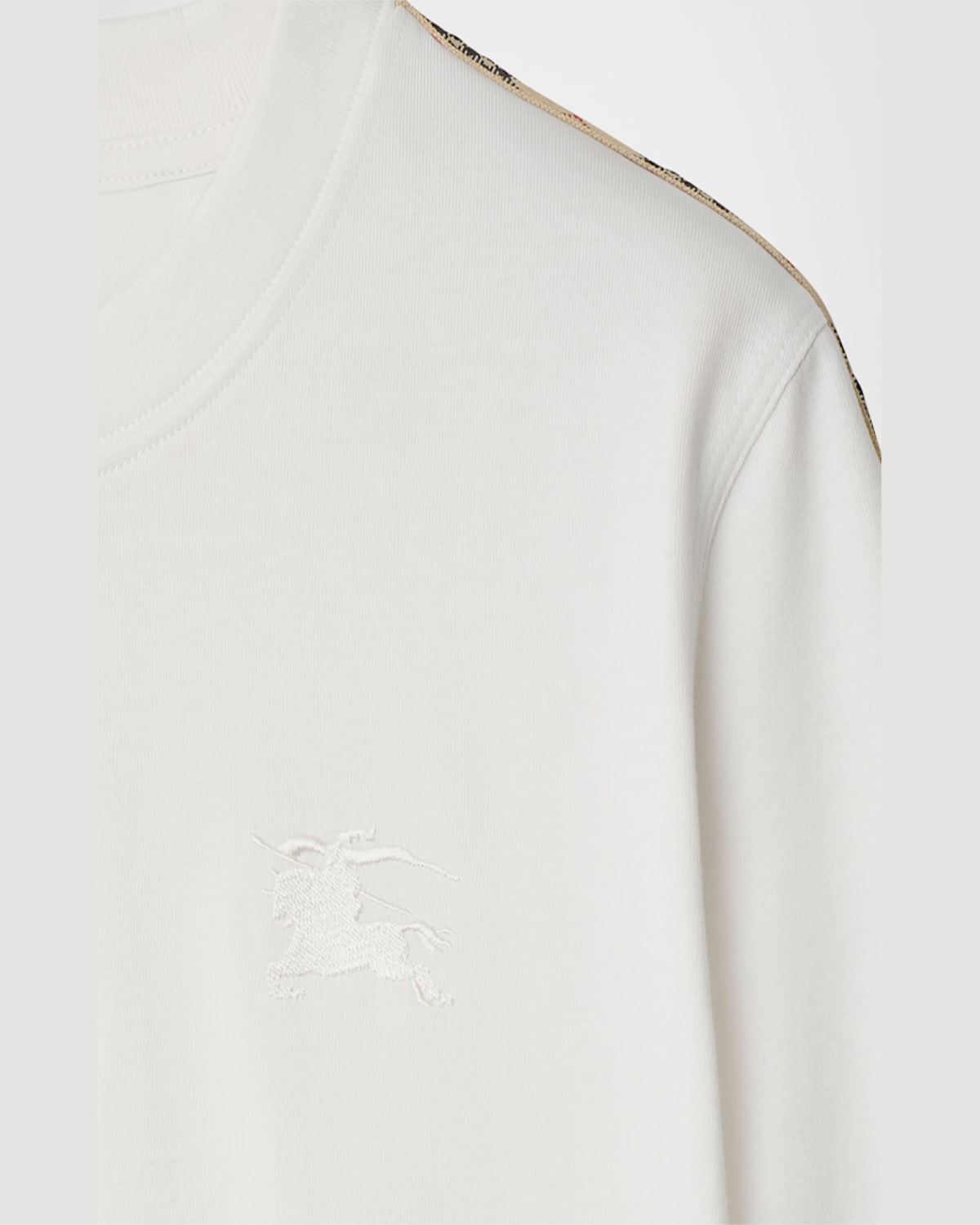 Burberry White Cotton Check Trims T-shirt In White