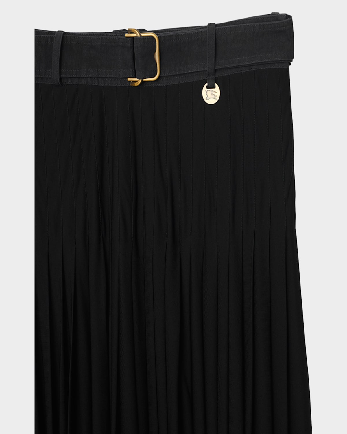 Burberry Bar Pleated Maxi Skirt With Belt In Black