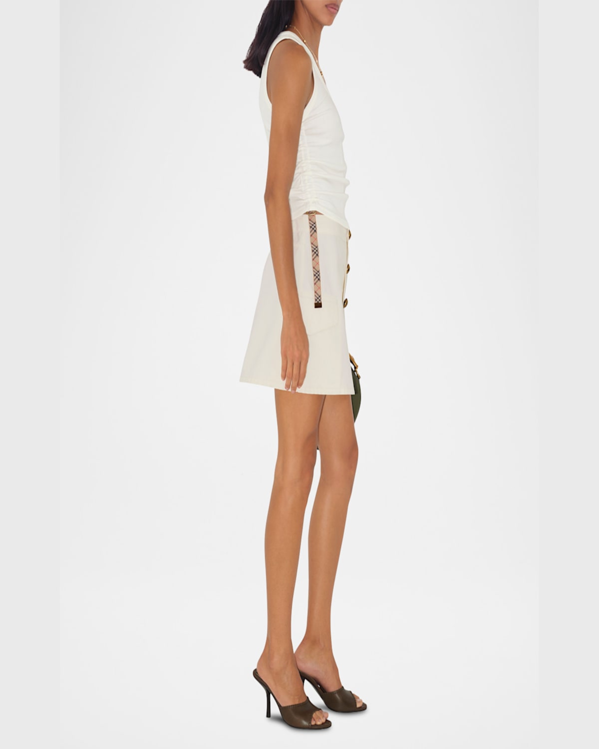 Burberry Mini Cotton Skirt In Off White