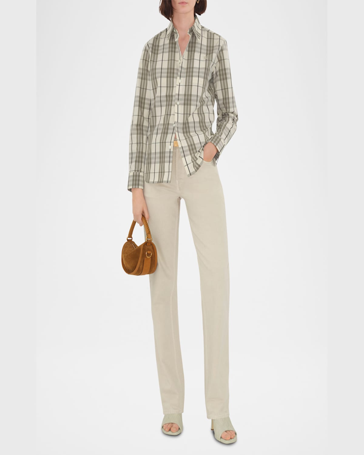 Shop Burberry Check Cotton Button-down Shirt In Cotton Ip Check