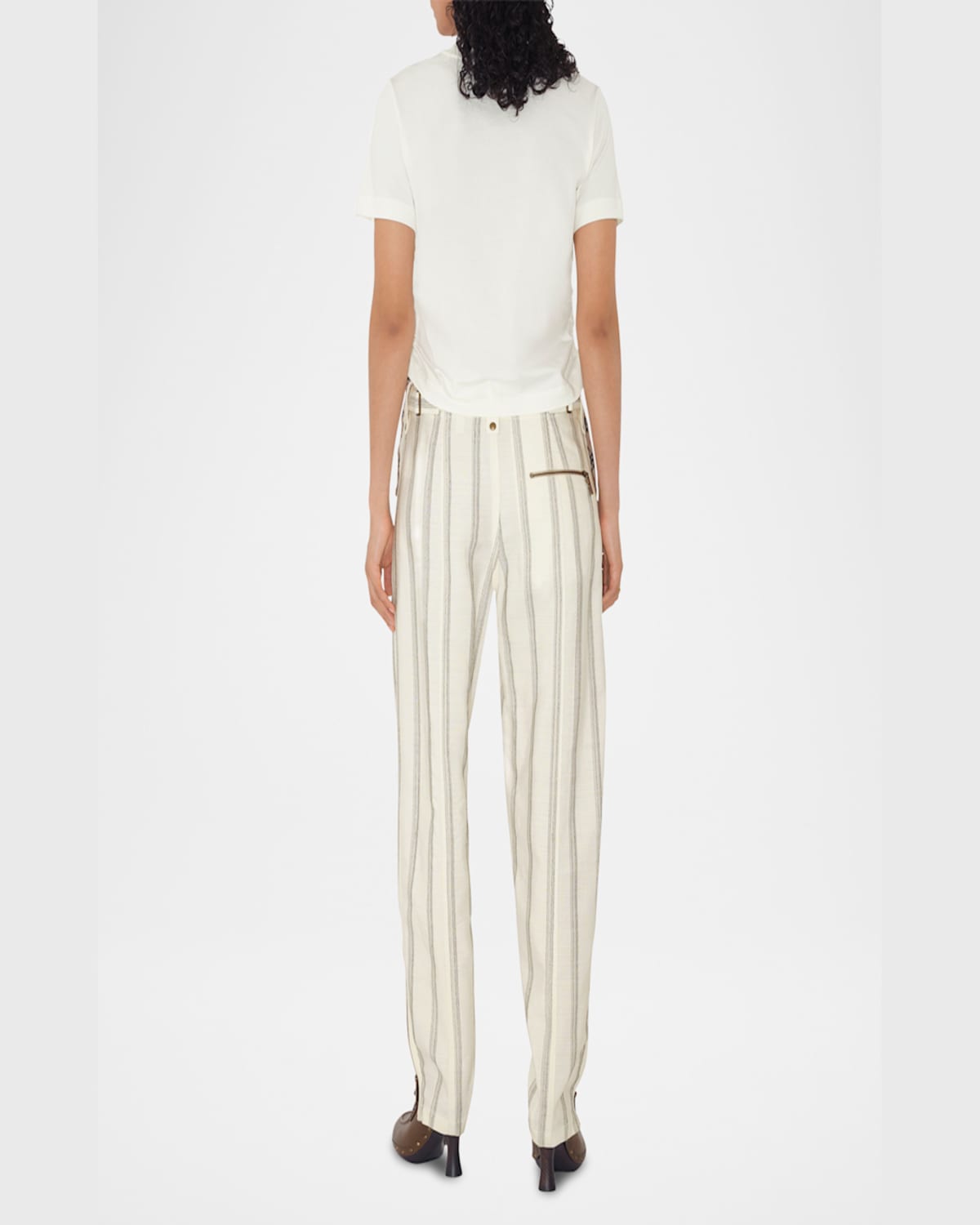 Burberry Ruched Check-ties Short-sleeve T-shirt In Chalk