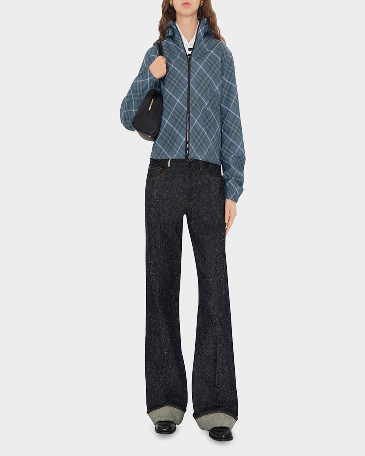 Burberry Women's Embroidered Polyester Reversible Jacket In Pewter Ip Check