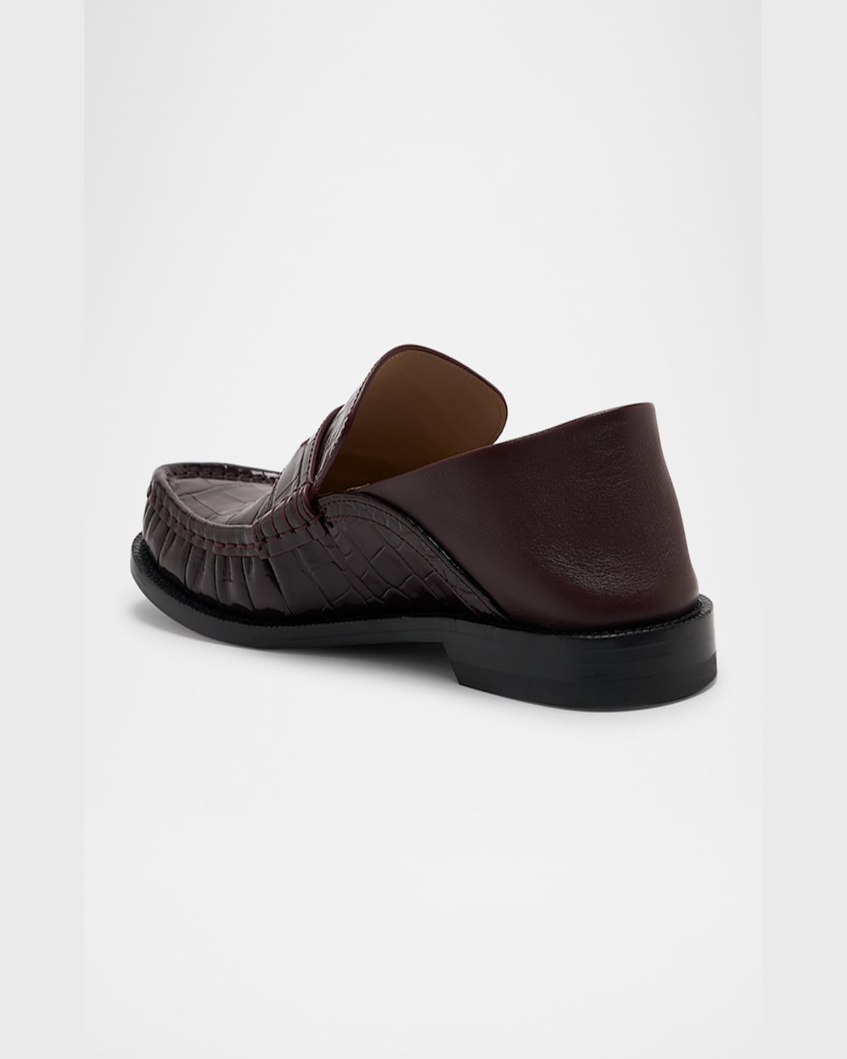 Loewe Campo Collapsible-heel Croc-effect Leather Loafers In Burgundy
