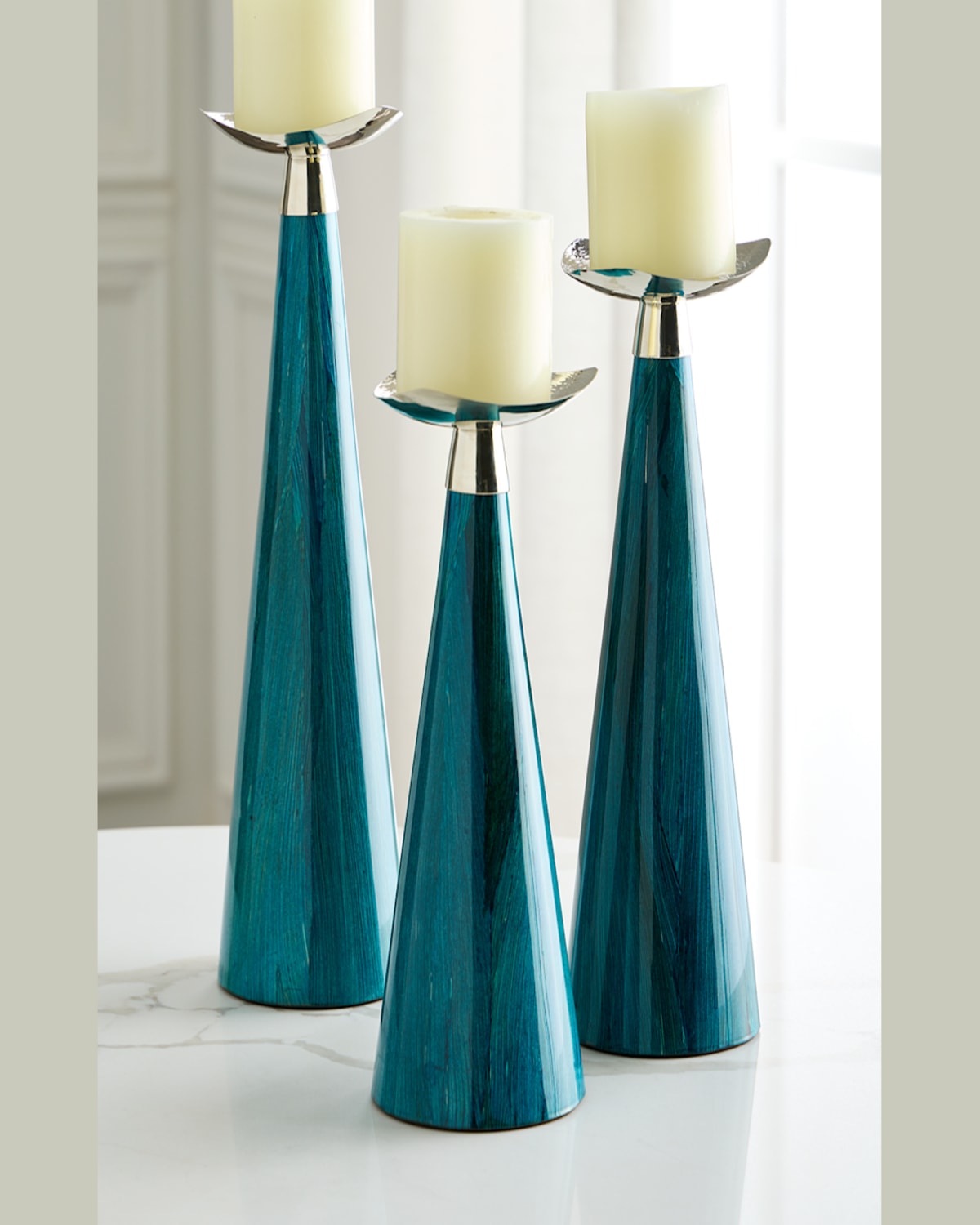Ladorada Blue Maize Candleholder Trio In Blue Maize