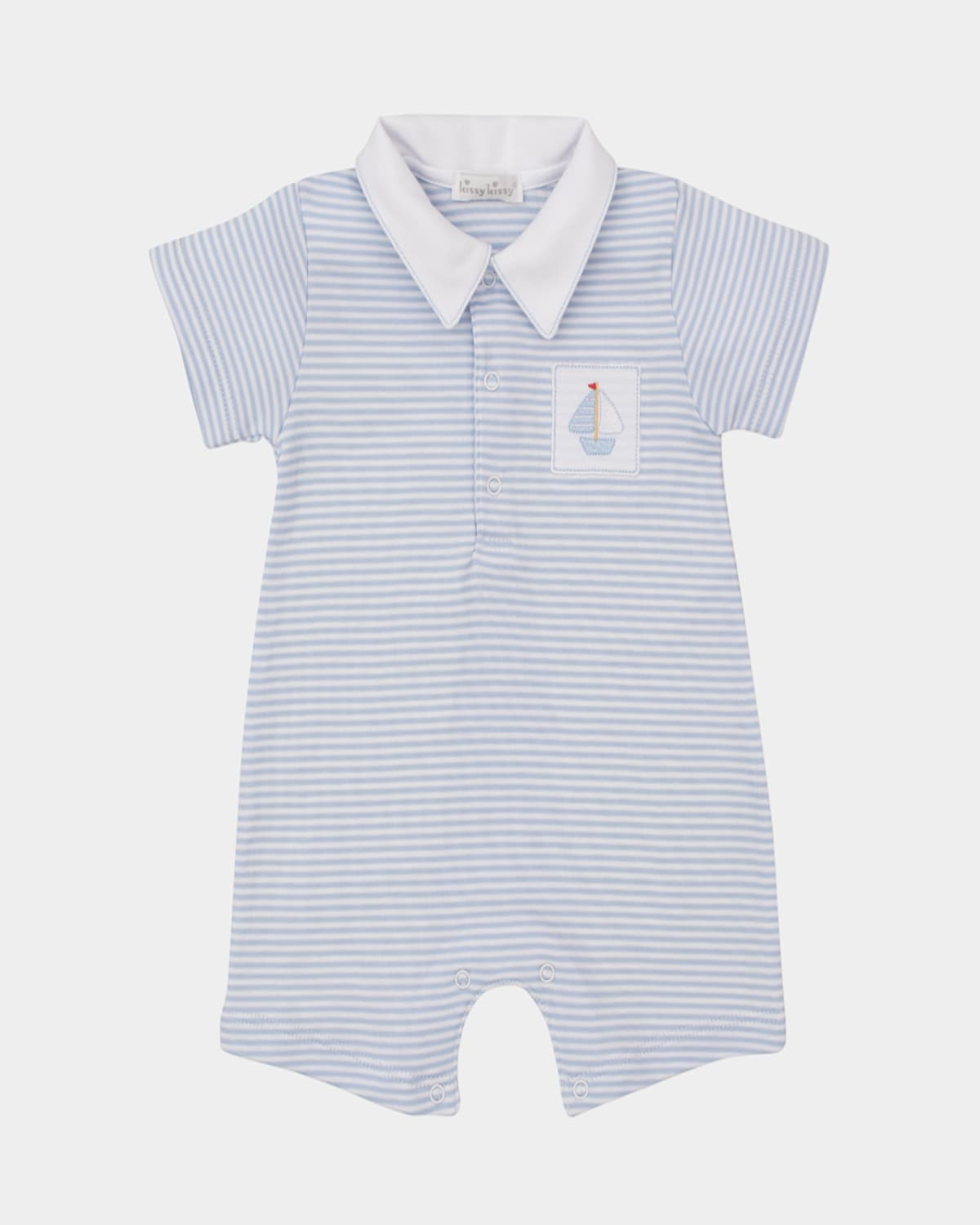 Kissy Kissy Boy's Saturday Regatta Striped Short Playsuit In Light Blue