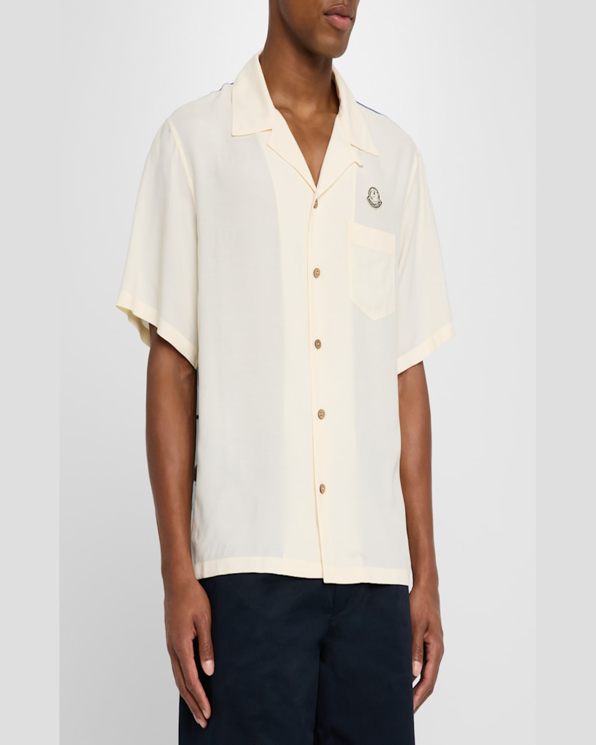 Moncler Genius Moncler X Mercedes-benz By Nigo Print Bowling Shirt In Cream