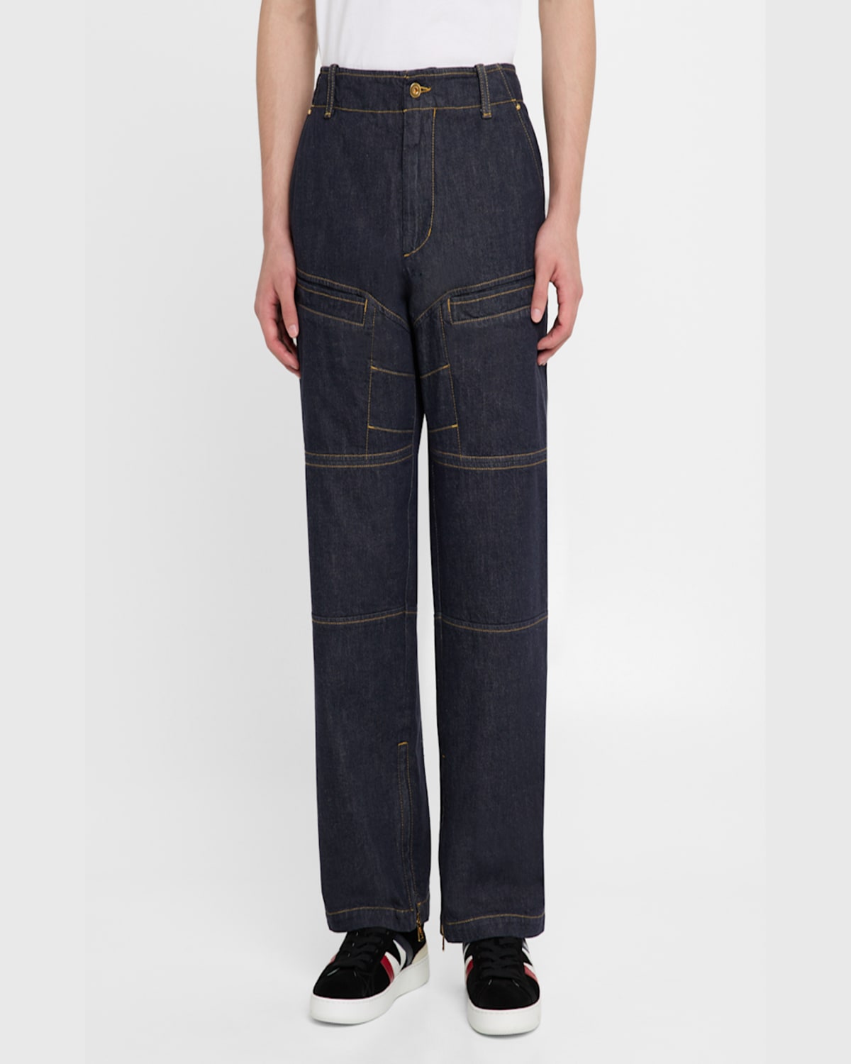 Moncler Genius Mercedes-benz By Nigo Blue Paneled Jeans In Blue Denim