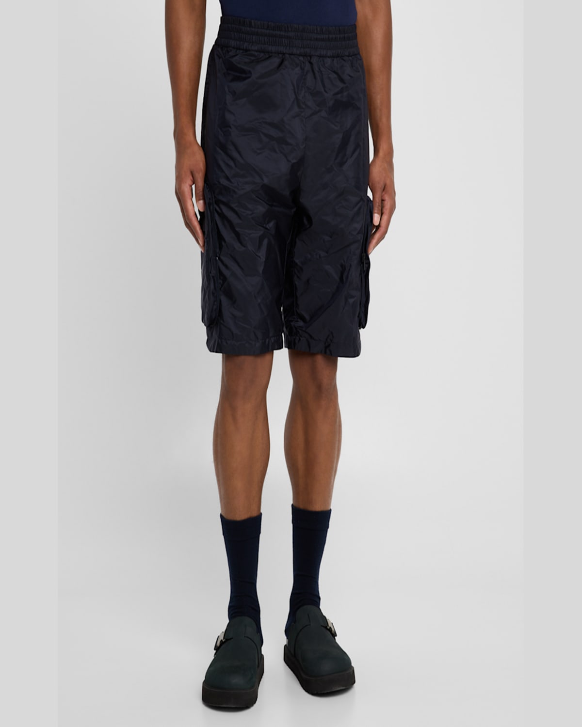 Moncler Genius Mercedes Benz Bermuda Shorts With Elastic Waistband In Blue
