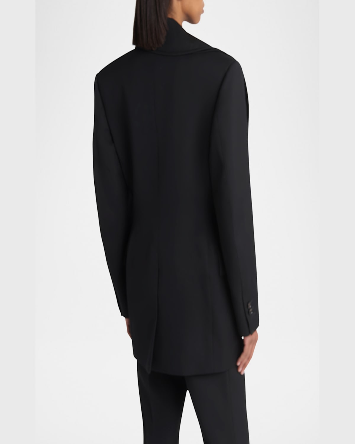 Bottega Veneta Bunny Lapel Brooch Compact Wool Jacket In Nero