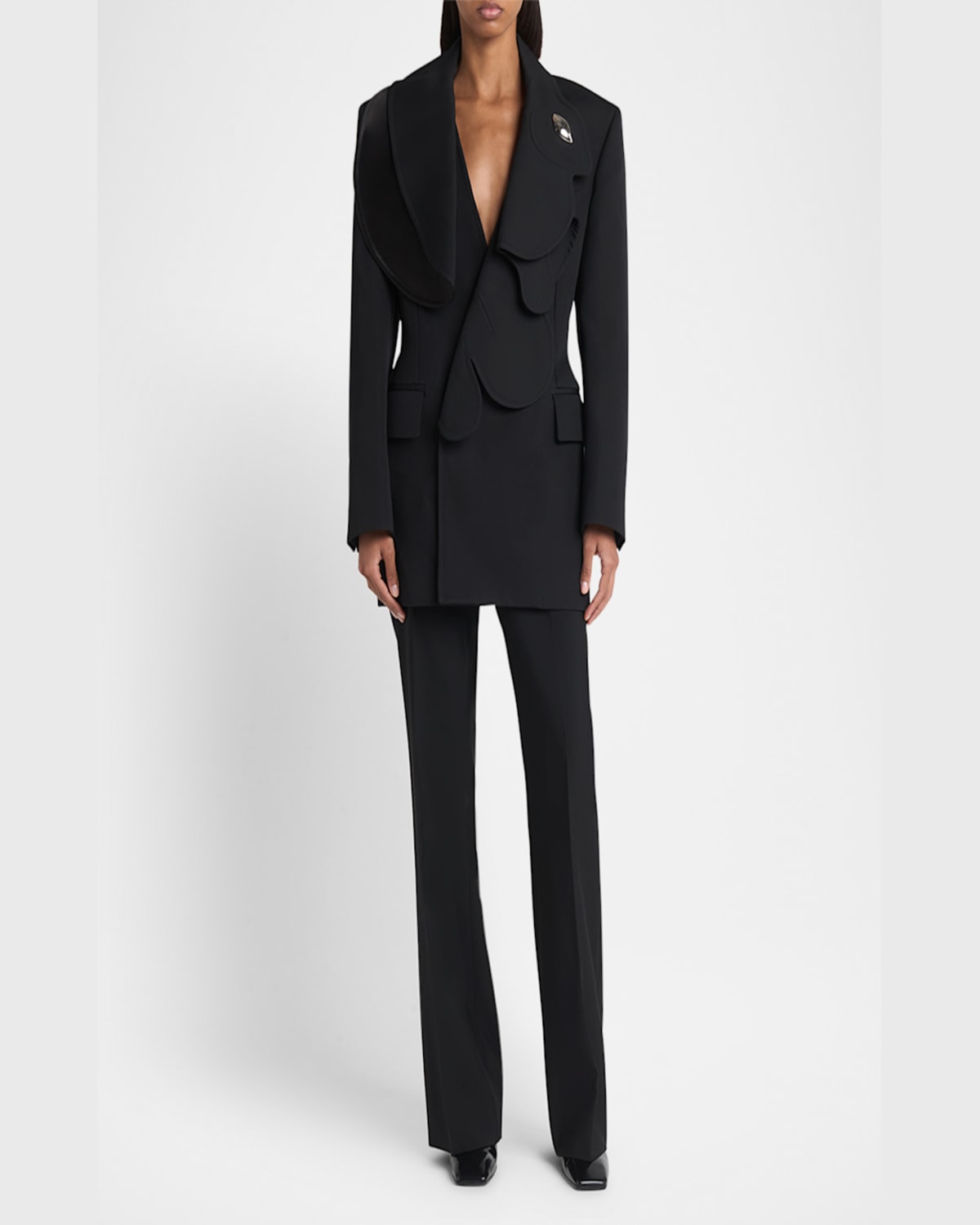 Bottega Veneta High-rise Light Travel Wool Flare Trousers In Black
