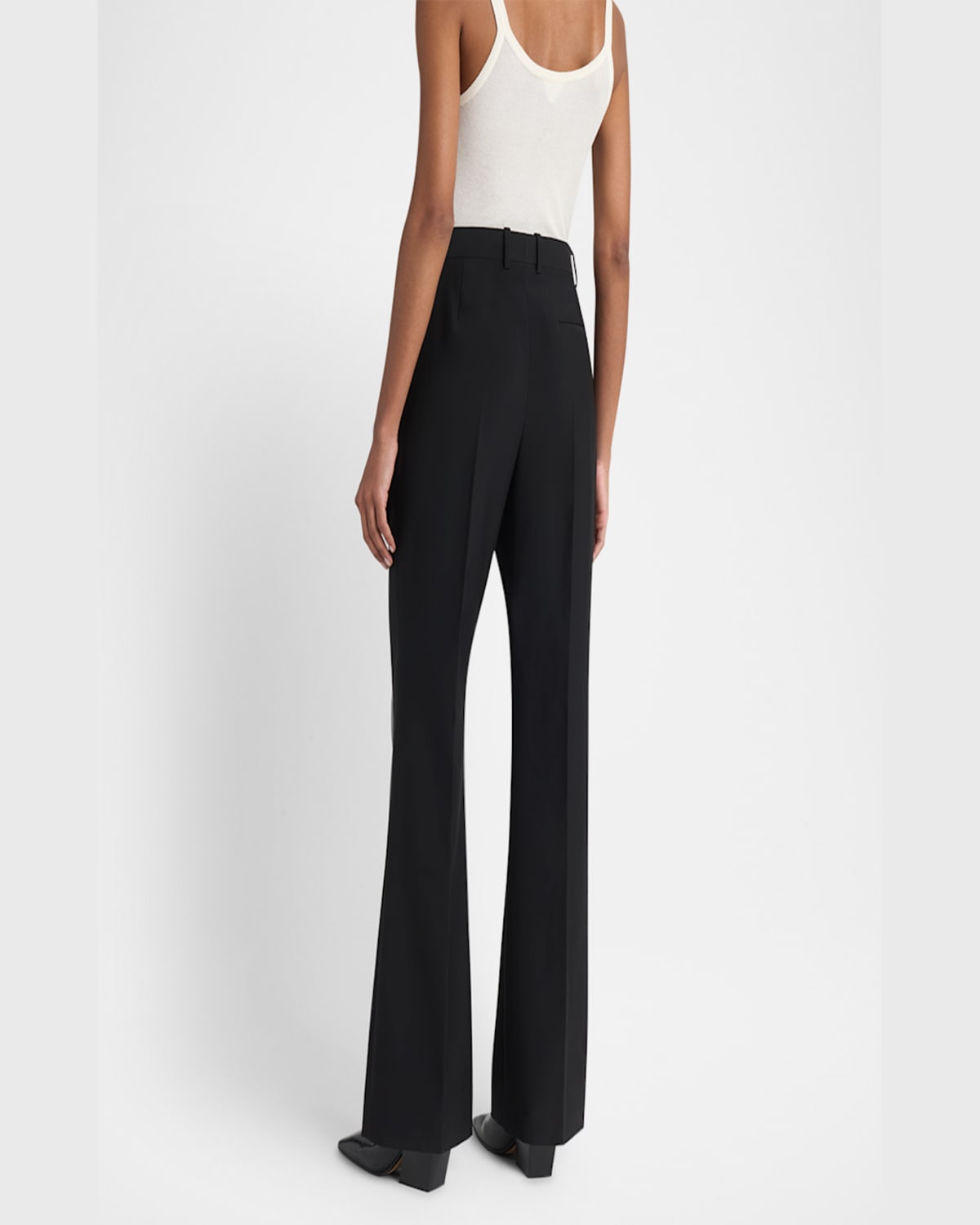 Bottega Veneta High-rise Light Travel Wool Flare Trousers In Black