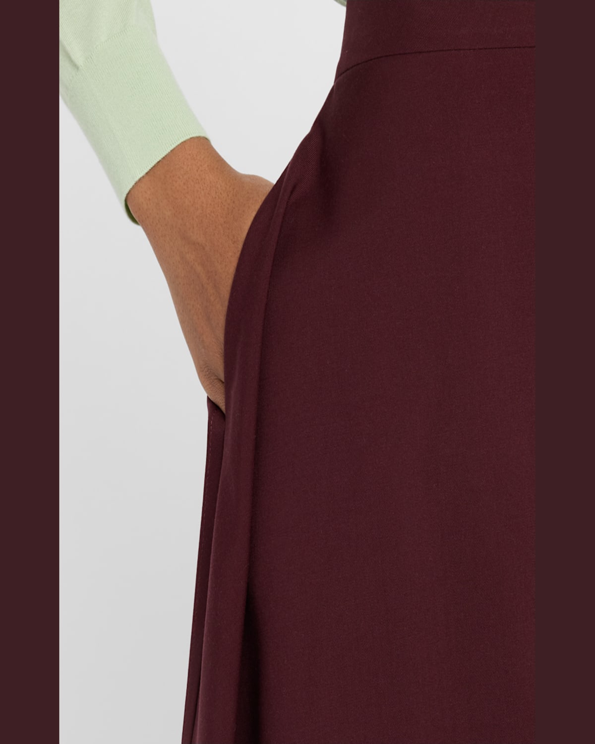 BOTTEGA VENETA ASYMMETRIC LIGHT SARTORIAL WOOL MIDI SKIRT 