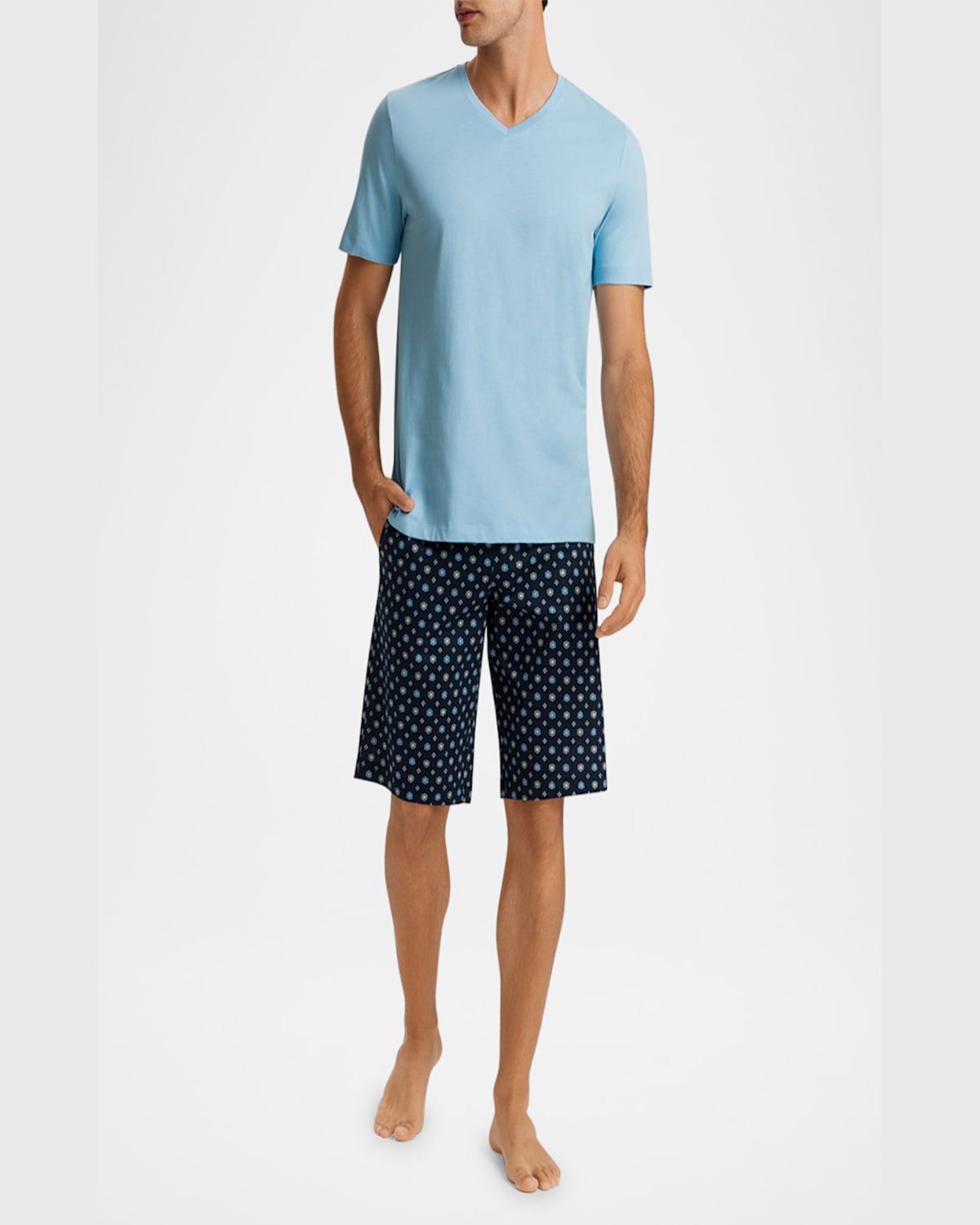 Hanro Cotton Night & Day Pyjama Set In Blue