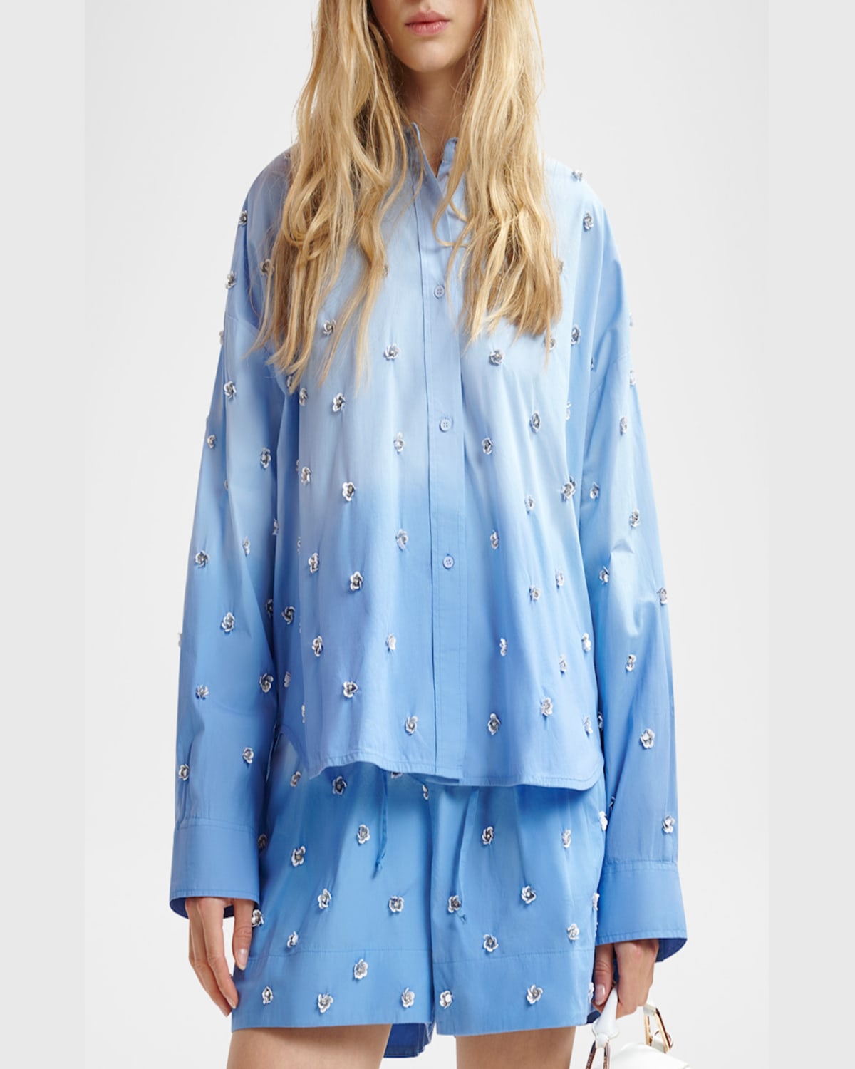 Essentiel Antwerp Harkansas Embellished Shirt In Aqua Blue