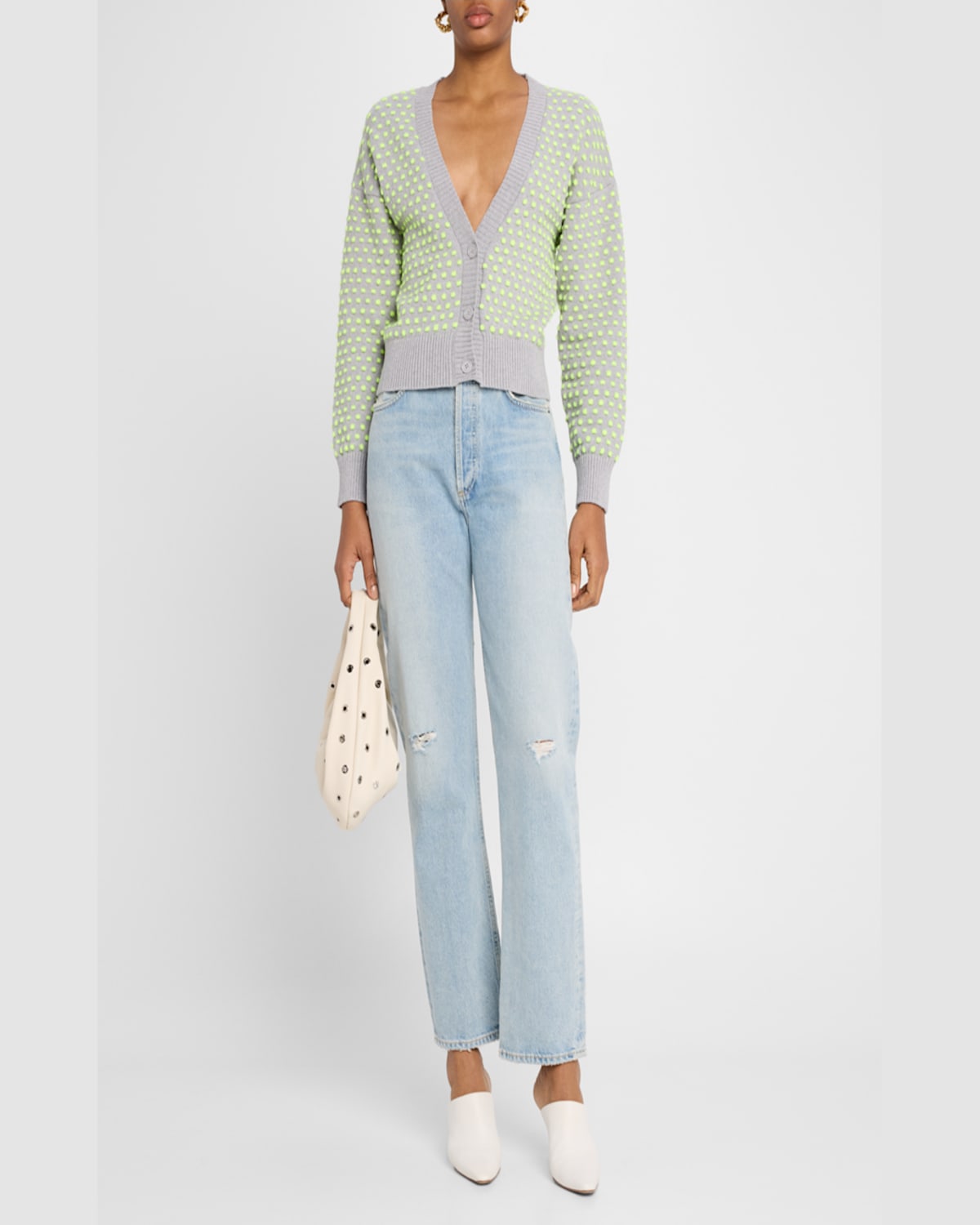 Essentiel Antwerp Henjoy Jacquard Cardigan In Nimbus Cloud
