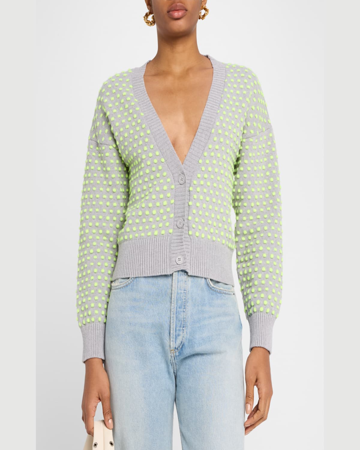 Essentiel Antwerp Henjoy Jacquard Cardigan In Nimbus Cloud