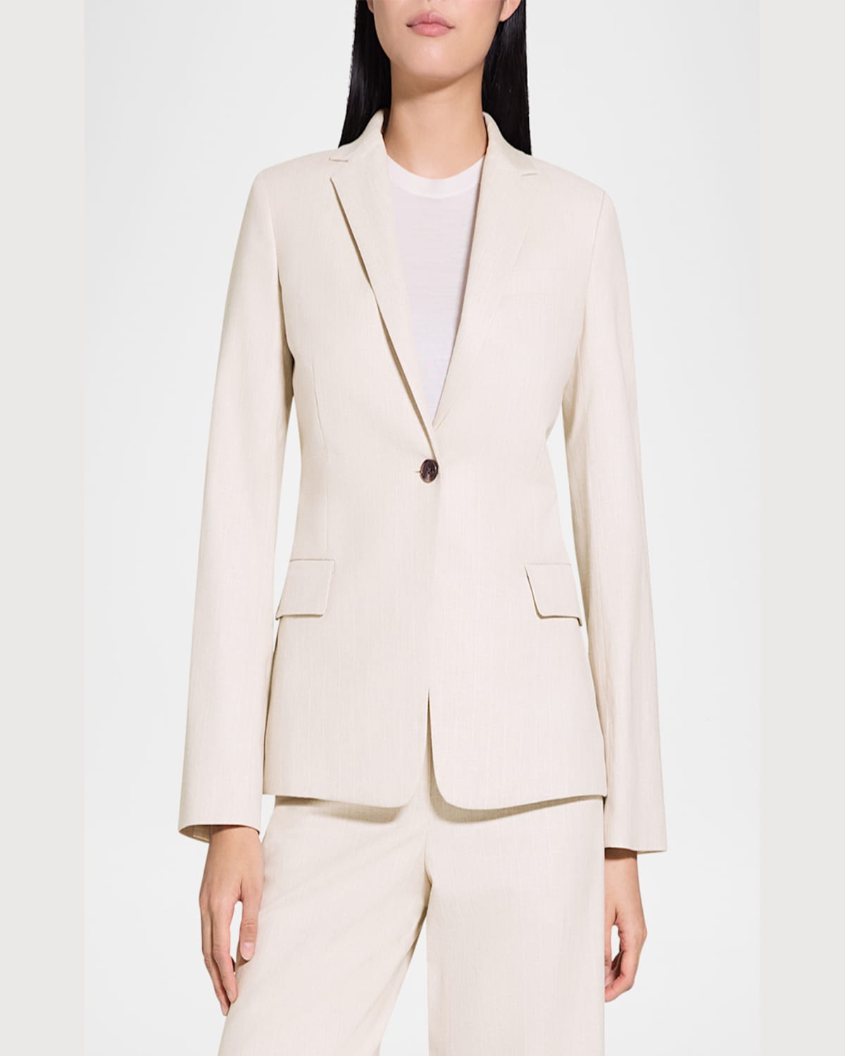 Theory Stripes Canvas Silm-fit Blazer In Sand Multi