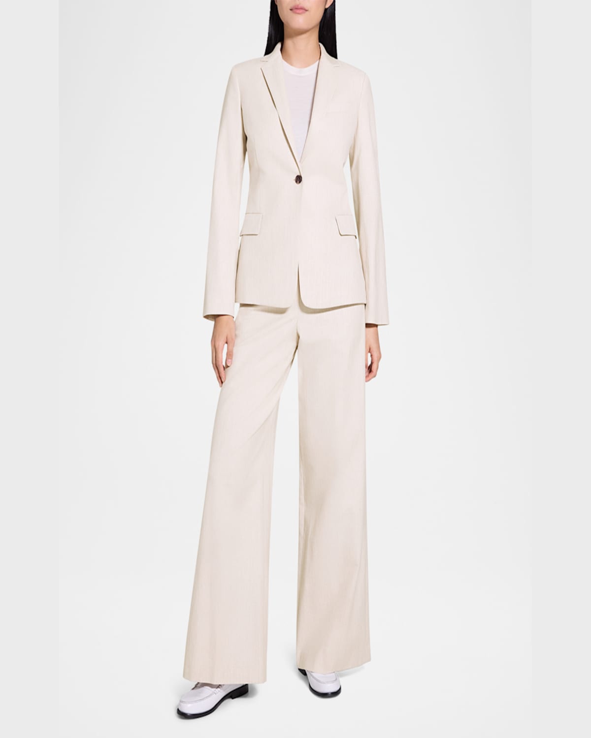 Theory Stripes Canvas Silm-fit Blazer In Sand Multi