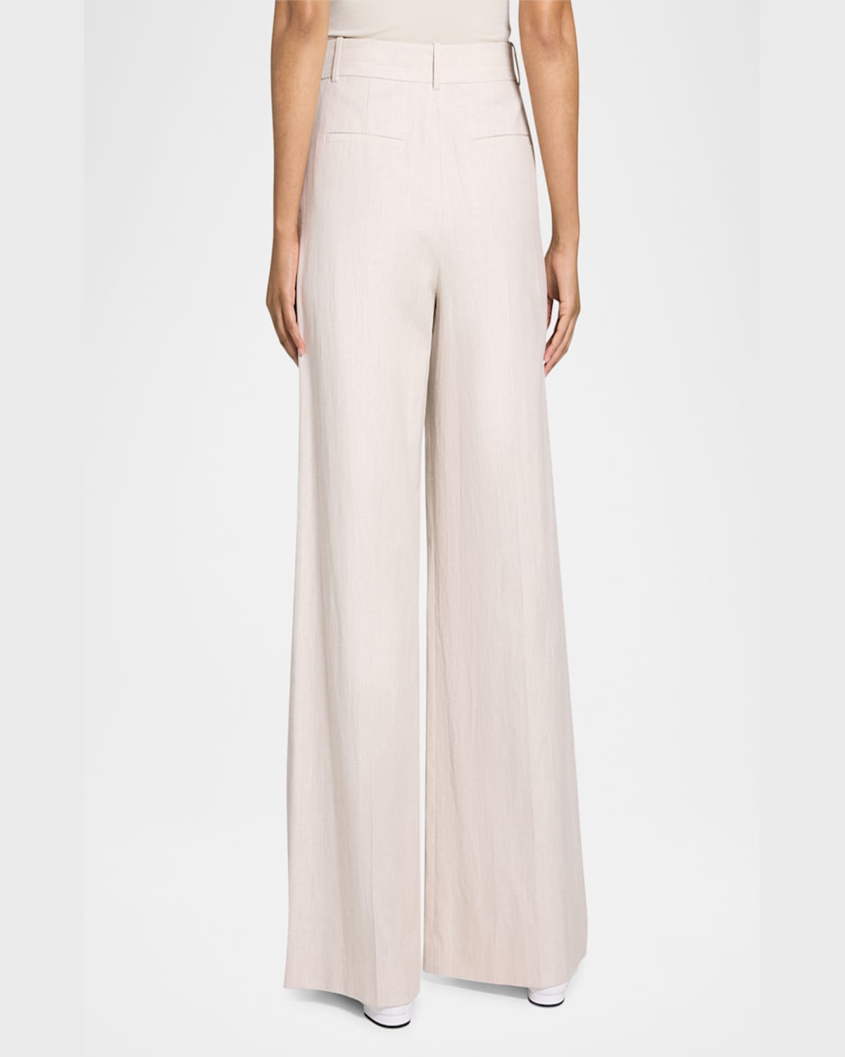 Shop Theory Stripe Canvas High-rise Trousers In Sand Multi
