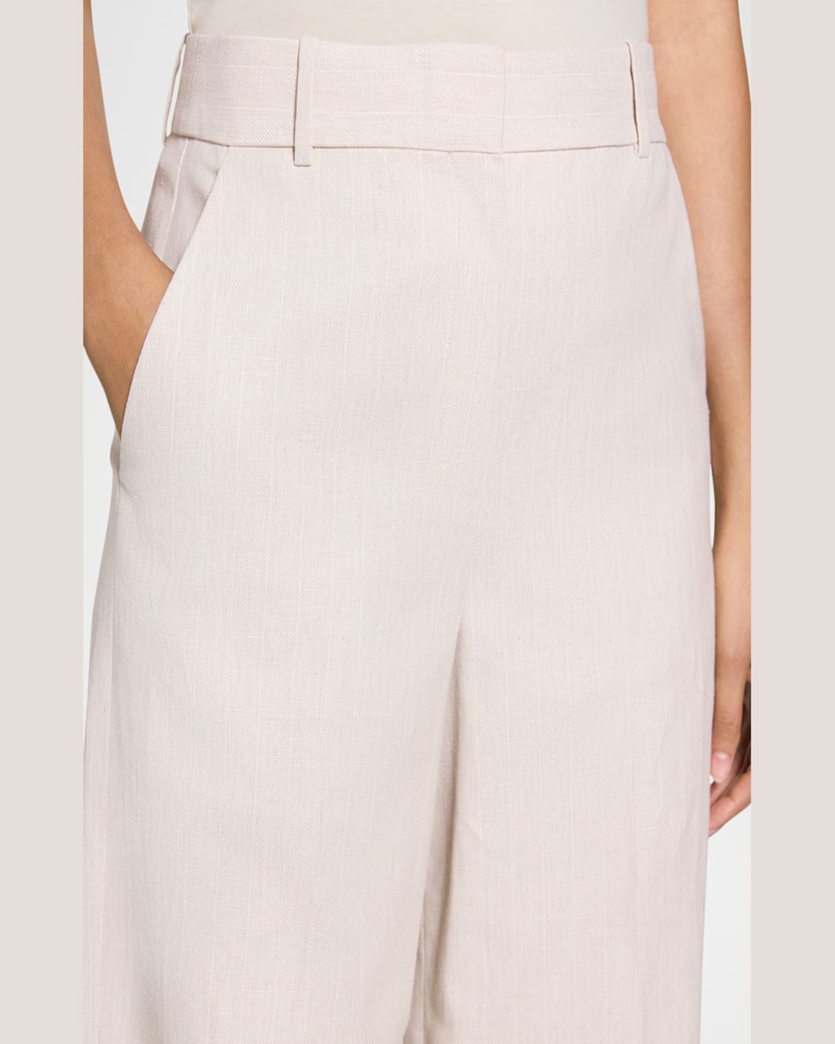 Shop Theory Stripe Canvas High-rise Trousers In Sand Multi