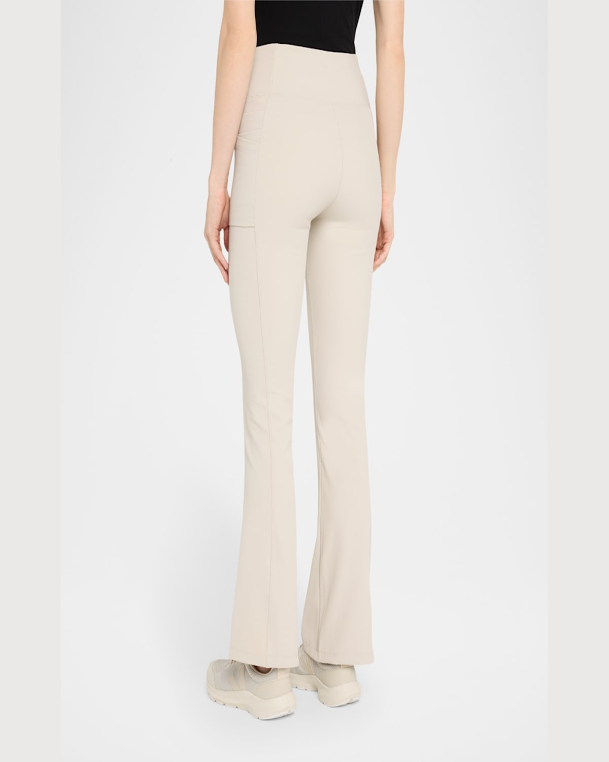 Shop Blanc Noir Directional Rib Bootcut Leggings In Pumice Stone