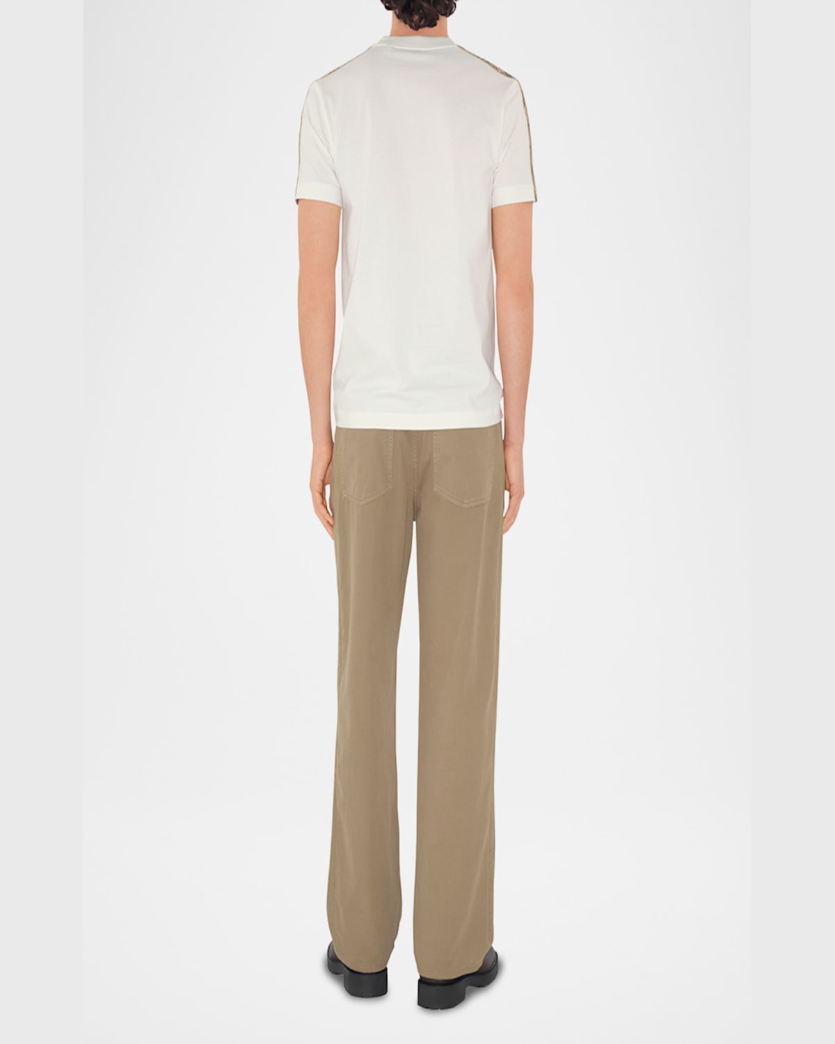 Burberry T-shirt With Check Details In Chalk
