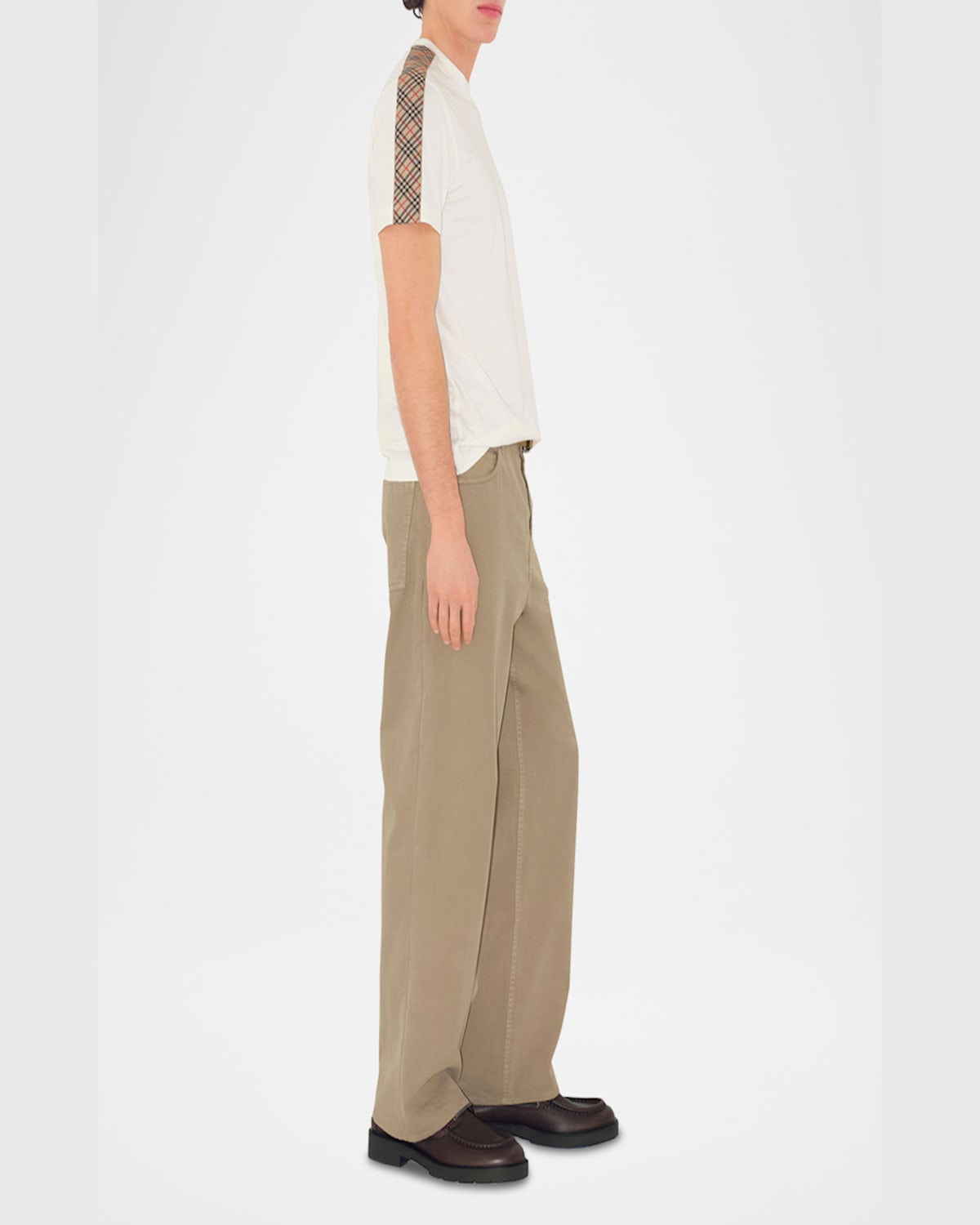 Burberry T-shirt With Check Details In Chalk