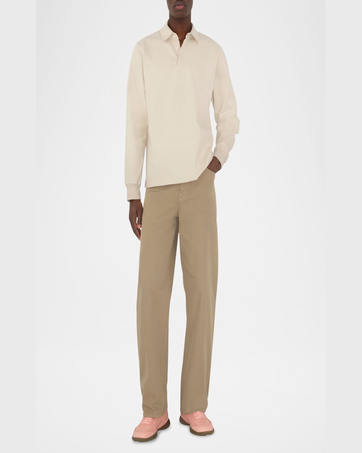 Burberry Men's Washed Twill Trousers In Quill